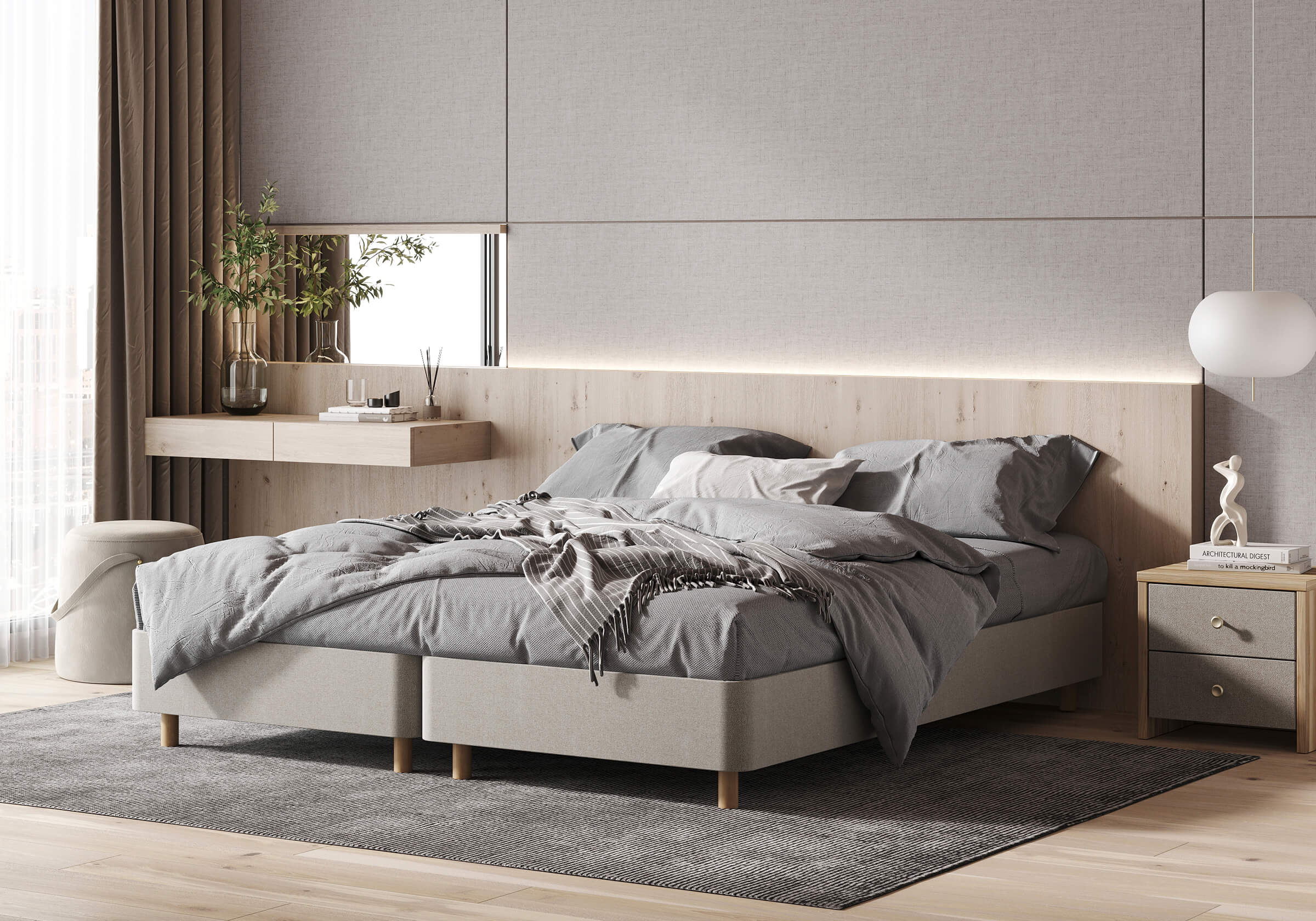 Кровать Secret de Maison Tatami бежевый (велюр), 90 х 200 х 30
