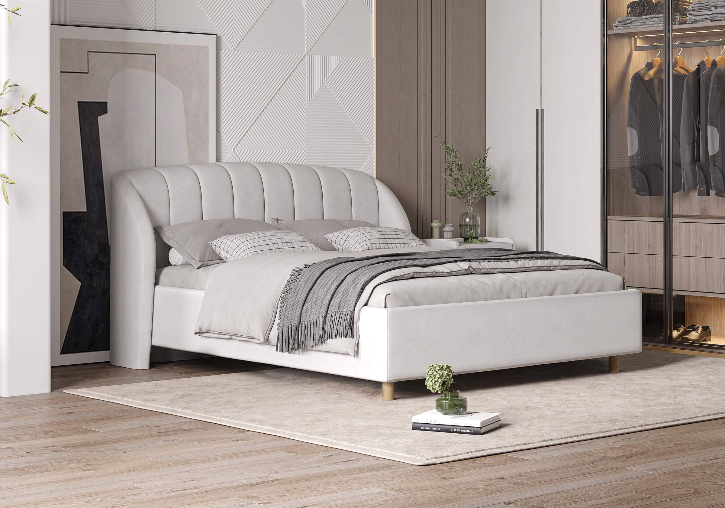 Кровать Secret de Maison Valencia белый (микровелюр), 152 х 226 х 103