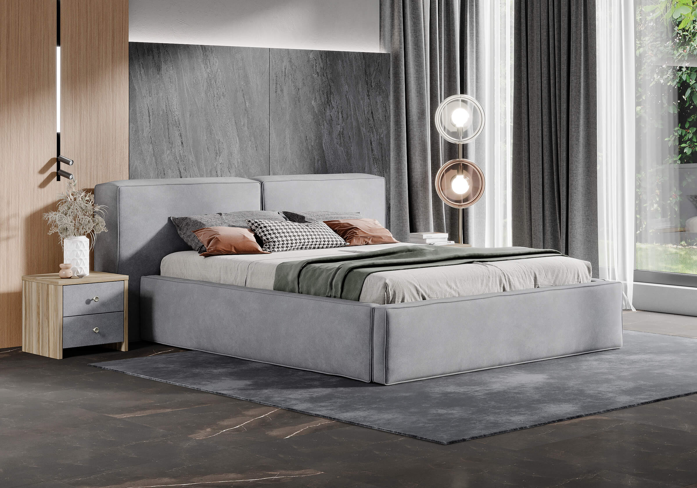 Кровать Secret de Maison Europa серый (фултон), 170 х 225 х 93