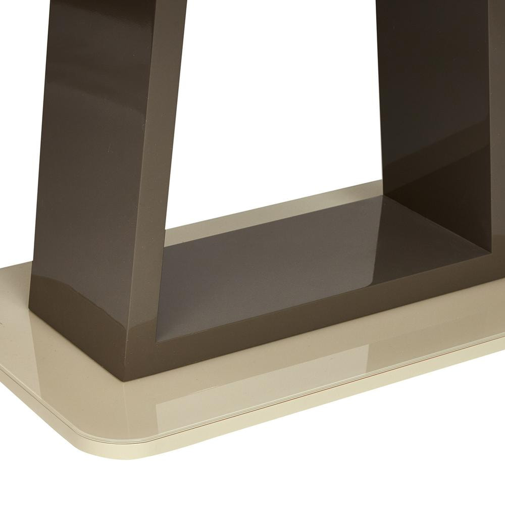 Стол BRUGGE (mod.EDT-VE001) мдф high glossy, закаленное стекло, 140/170х80х75см, слоновая кость/латте