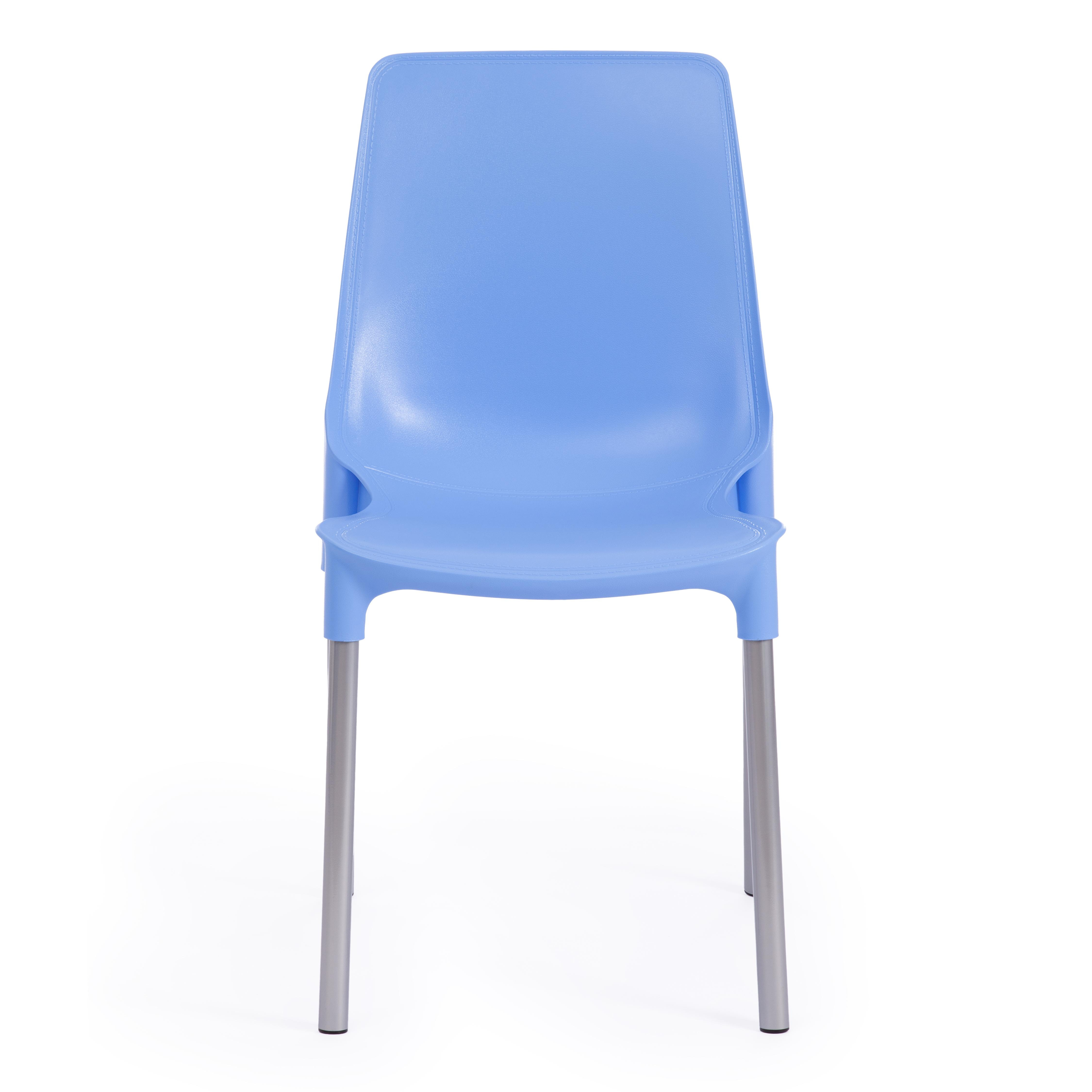 Стул GENIUS (mod 75) металл/пластик, 46x56x84cм, голубой/ножки хром