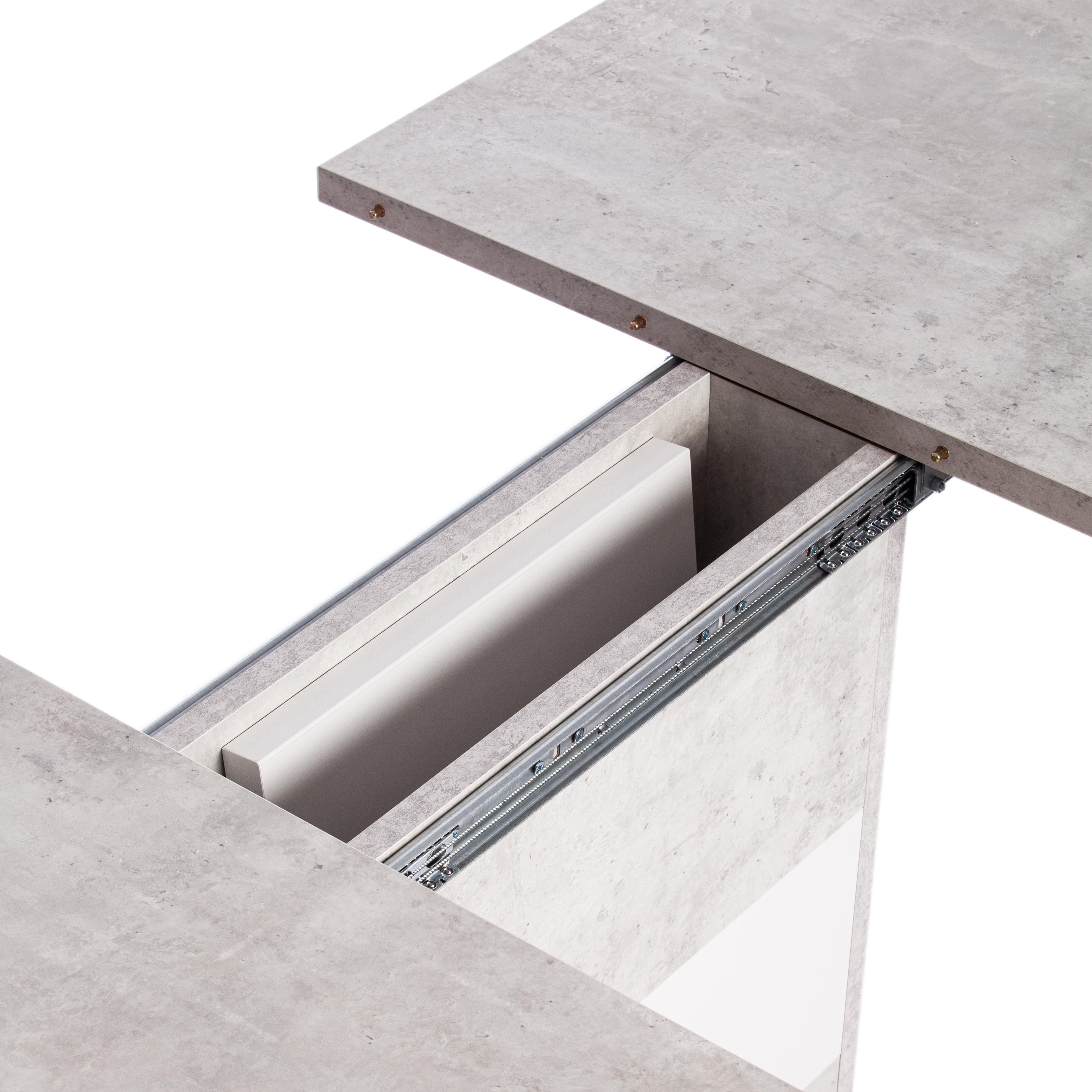 Стол обеденный SMART ЛДСП, 105-140х68,6х75 см, Белый бетон/Белый