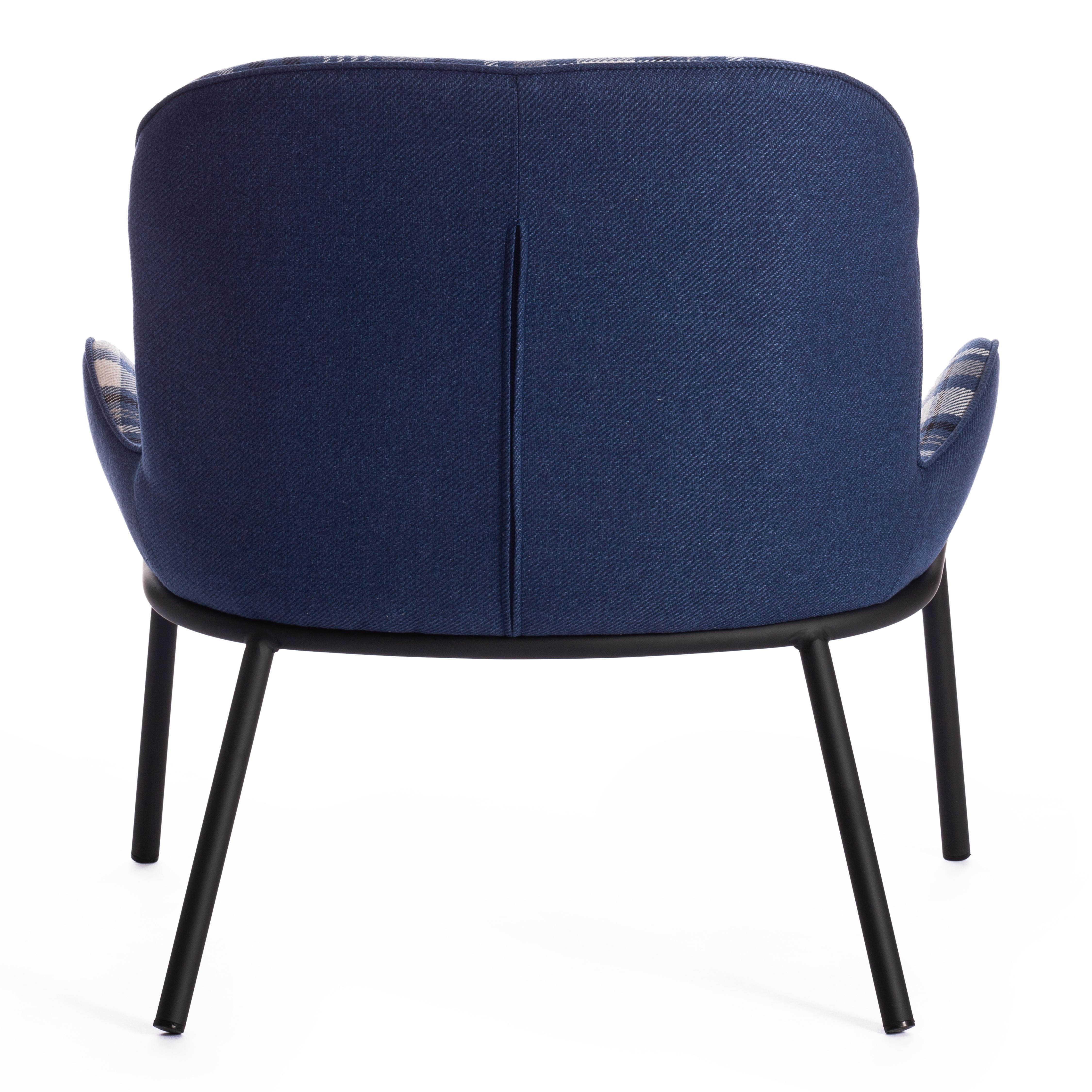 Кресло DUKEN (mod. 0179322) металл/ткань, 79х59х66 см, синий/синяя шотландка/черный