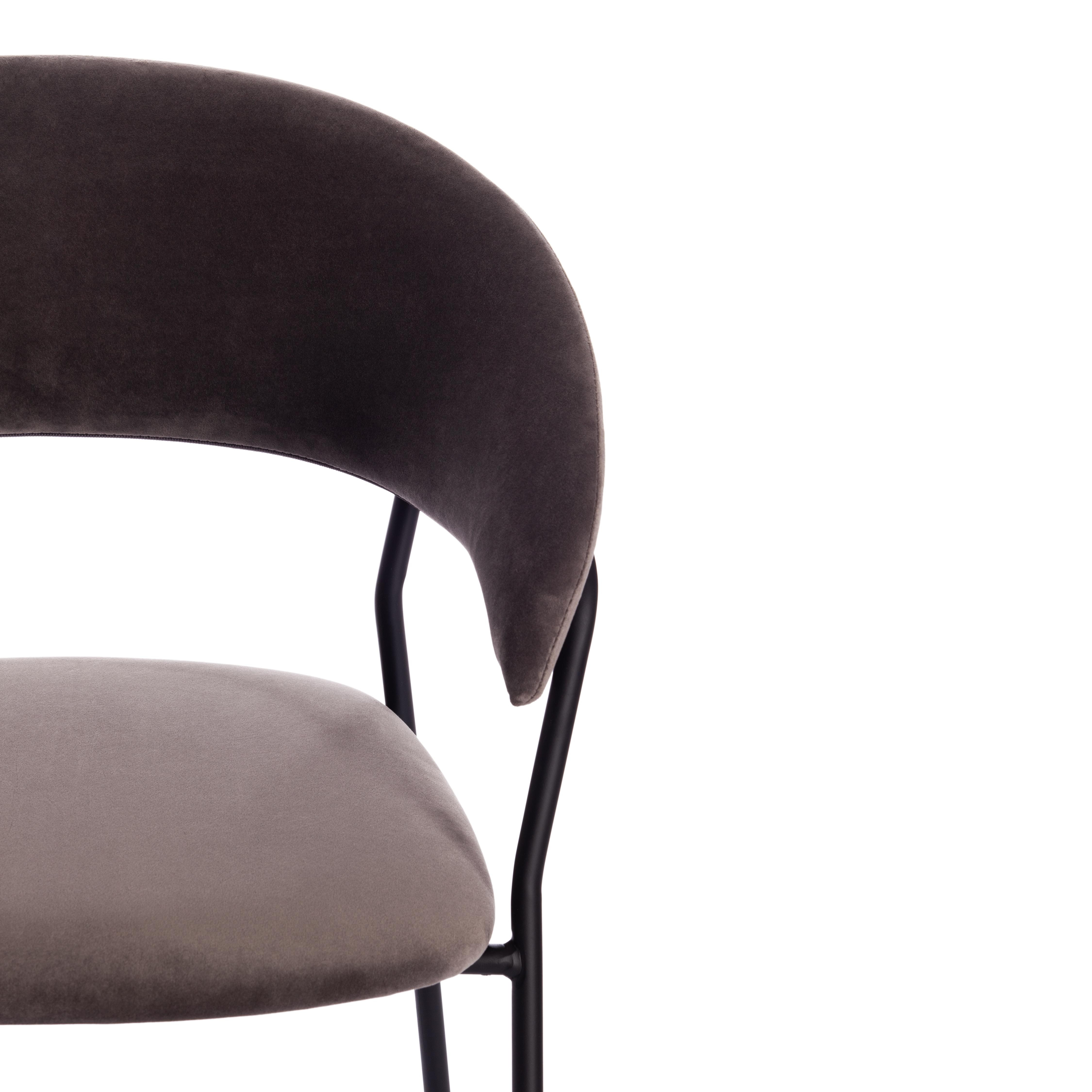 Кресло TURIN (mod. 0129571) металл/вельвет, 56х50х78 см, серо-коричневый S108 (84 Brown)/черный