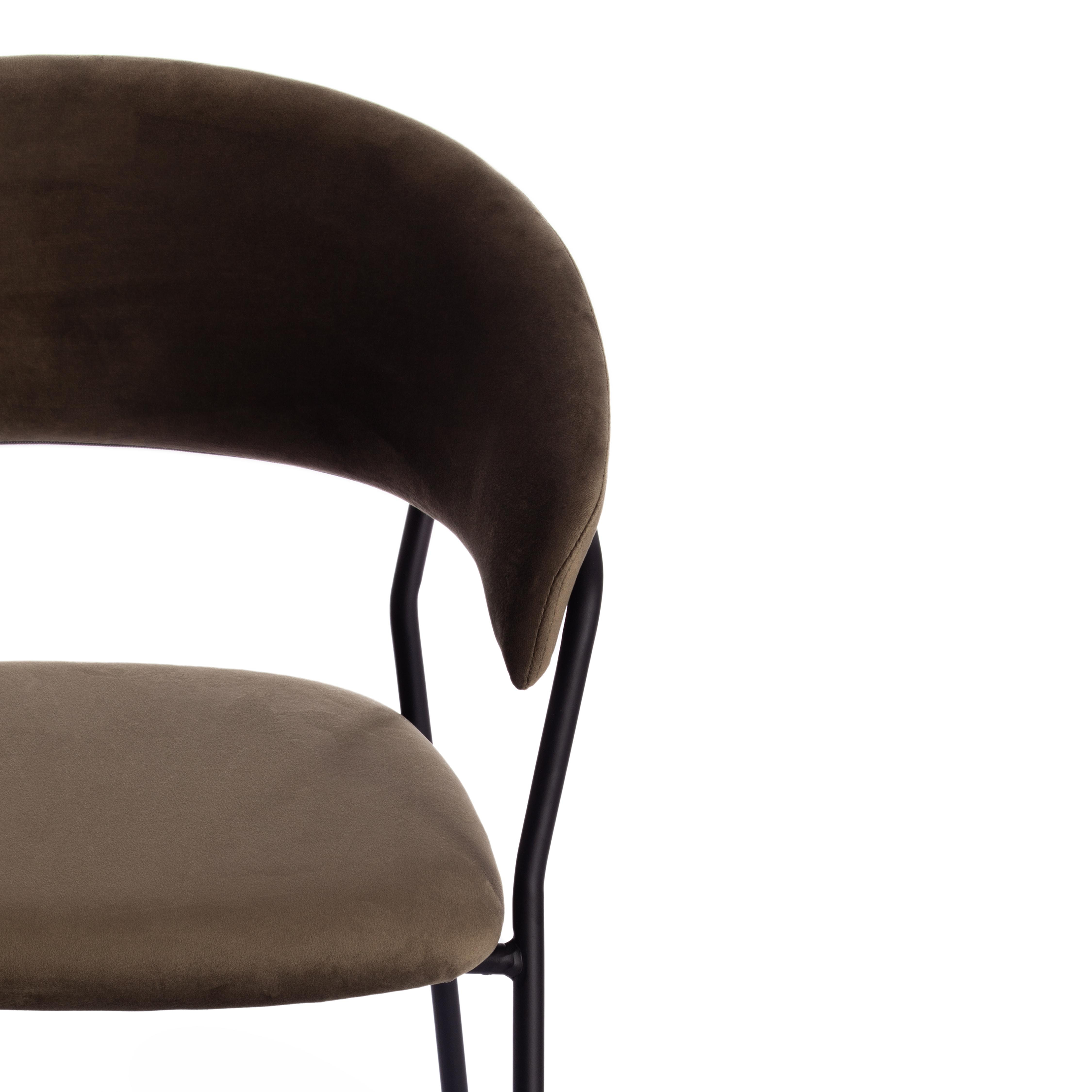 Кресло TURIN (mod. 0129571) металл/вельвет, 56х50х78 см, хаки S108 (85 DARK TAN)/черный