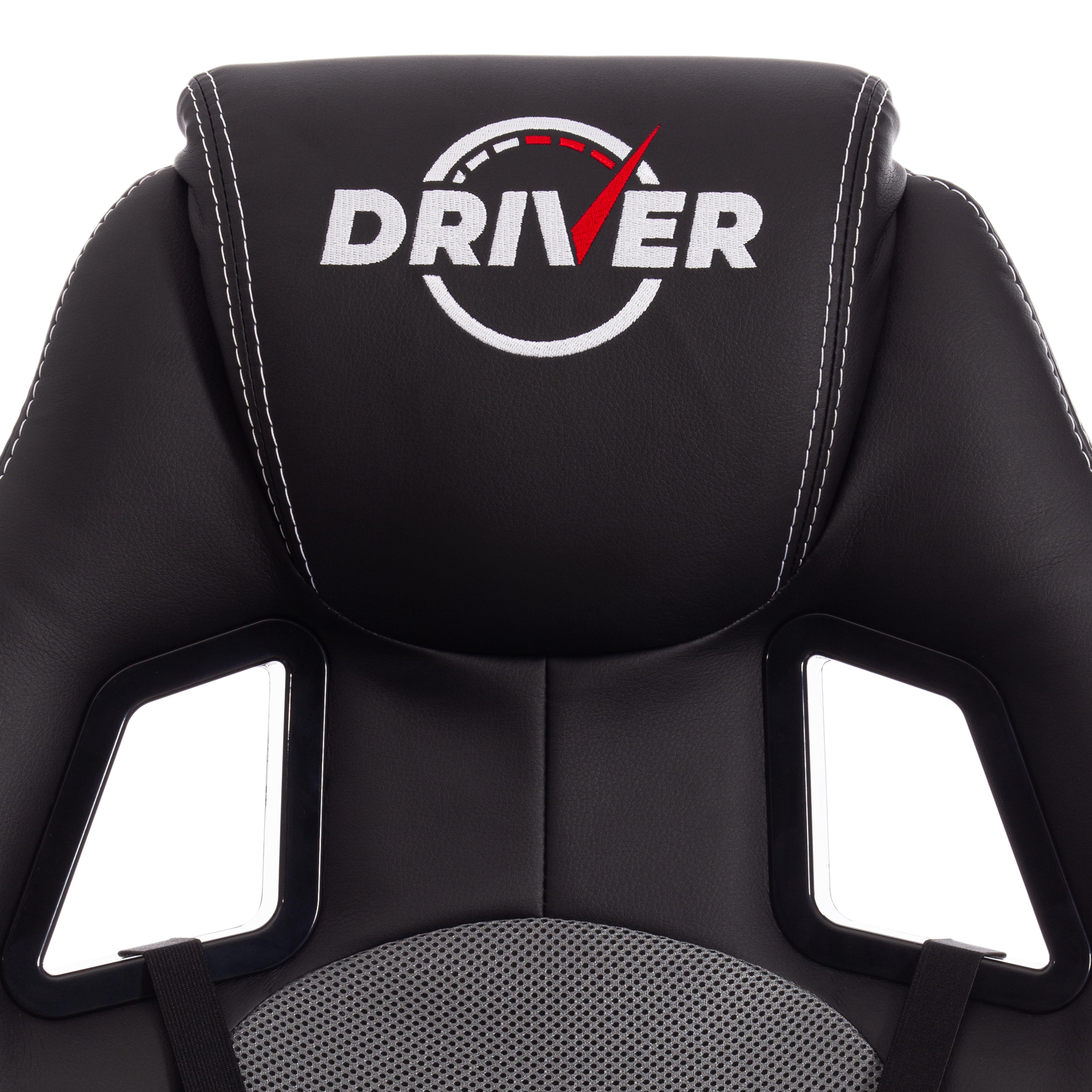 Кресло DRIVER (22) кож/зам/ткань, черный/серый, 36-6/TW-12