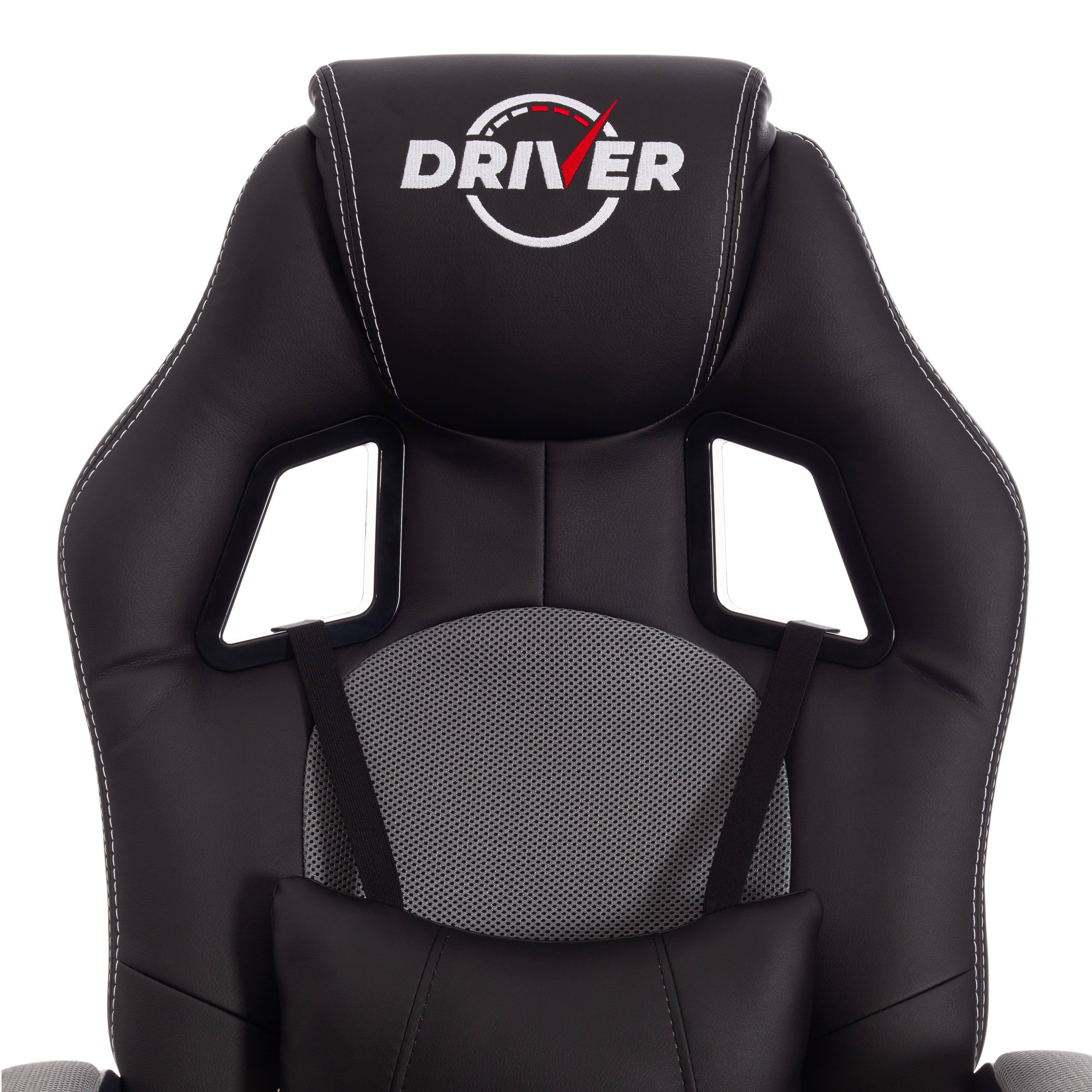Кресло DRIVER (22) кож/зам/ткань, черный/серый, 36-6/TW-12