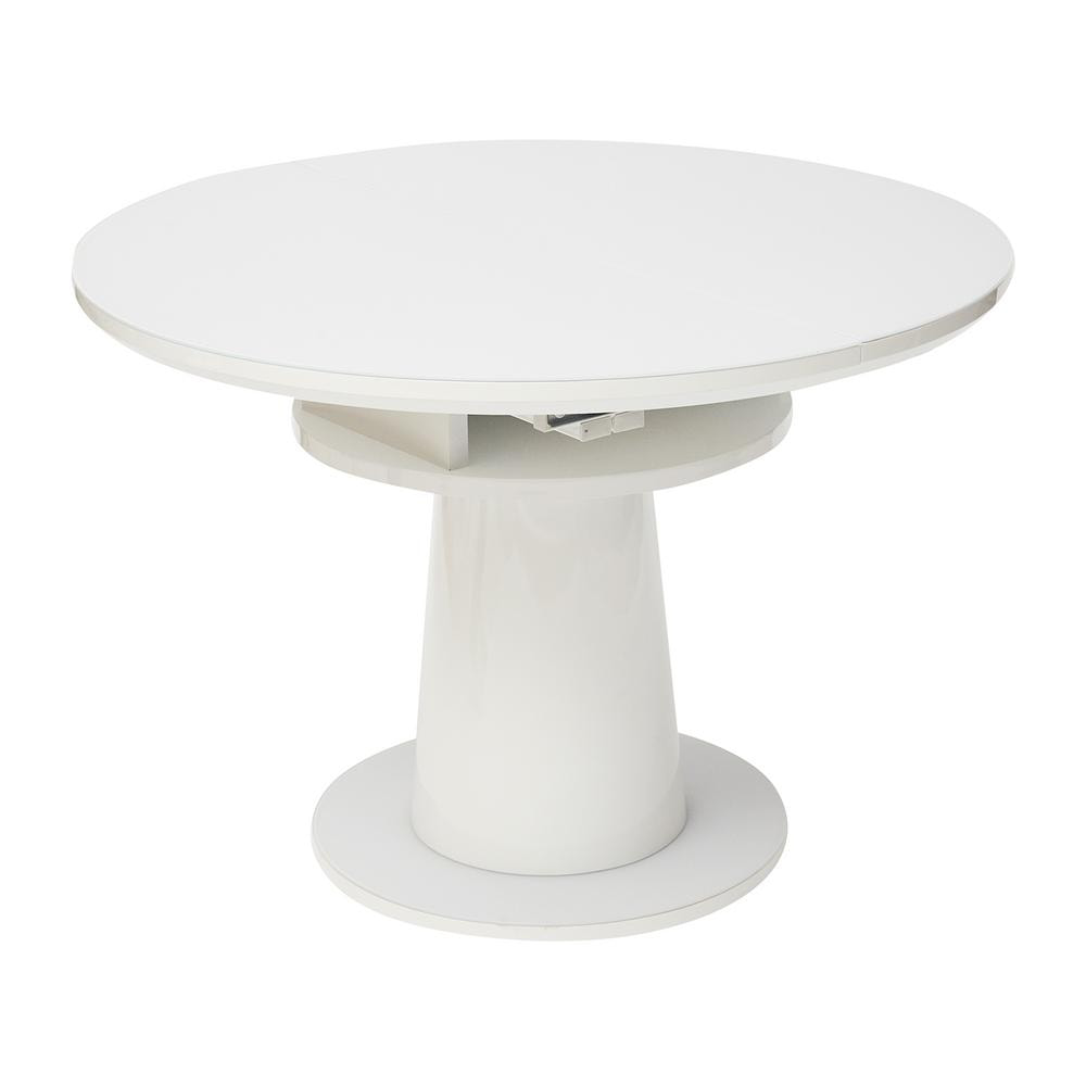 Стол SOLARA (mod. 01) мдф high glossy, закаленное стекло, 110/140х110х75см, белый