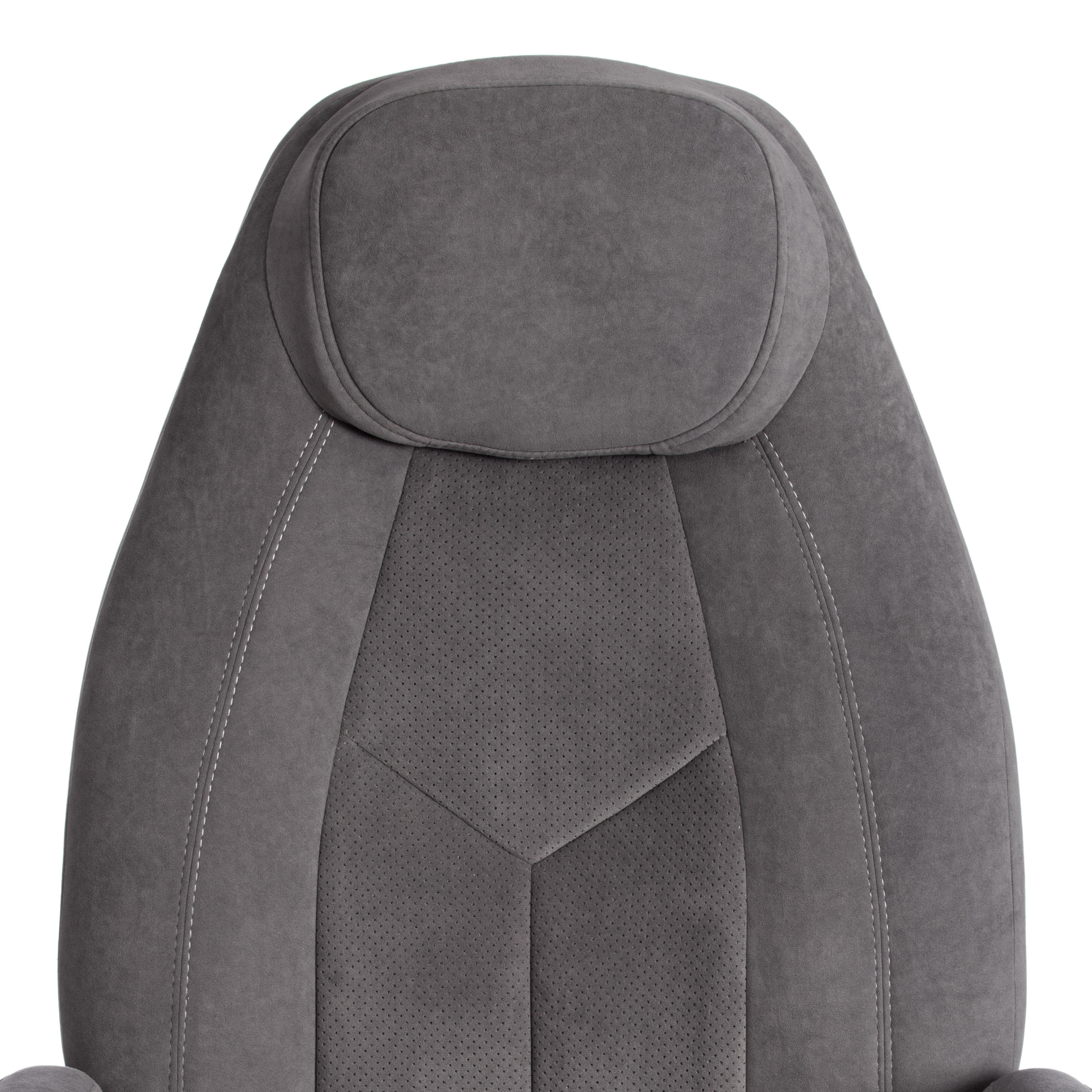 Кресло BOSS Lux флок , серый/серый перф., 29/29/06