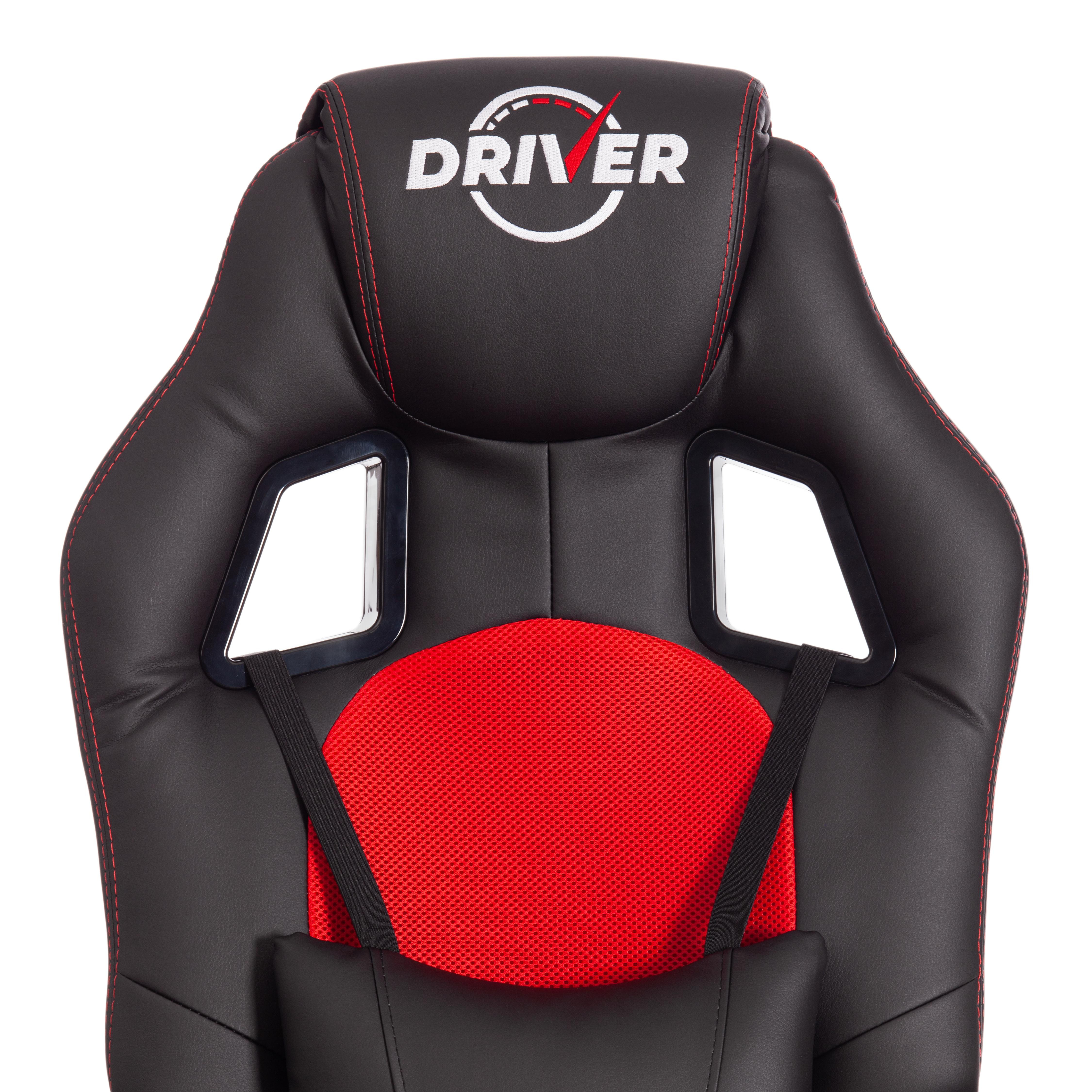 Кресло DRIVER (22) кож/зам/ткань, черный/красный, 36-6/TW-08