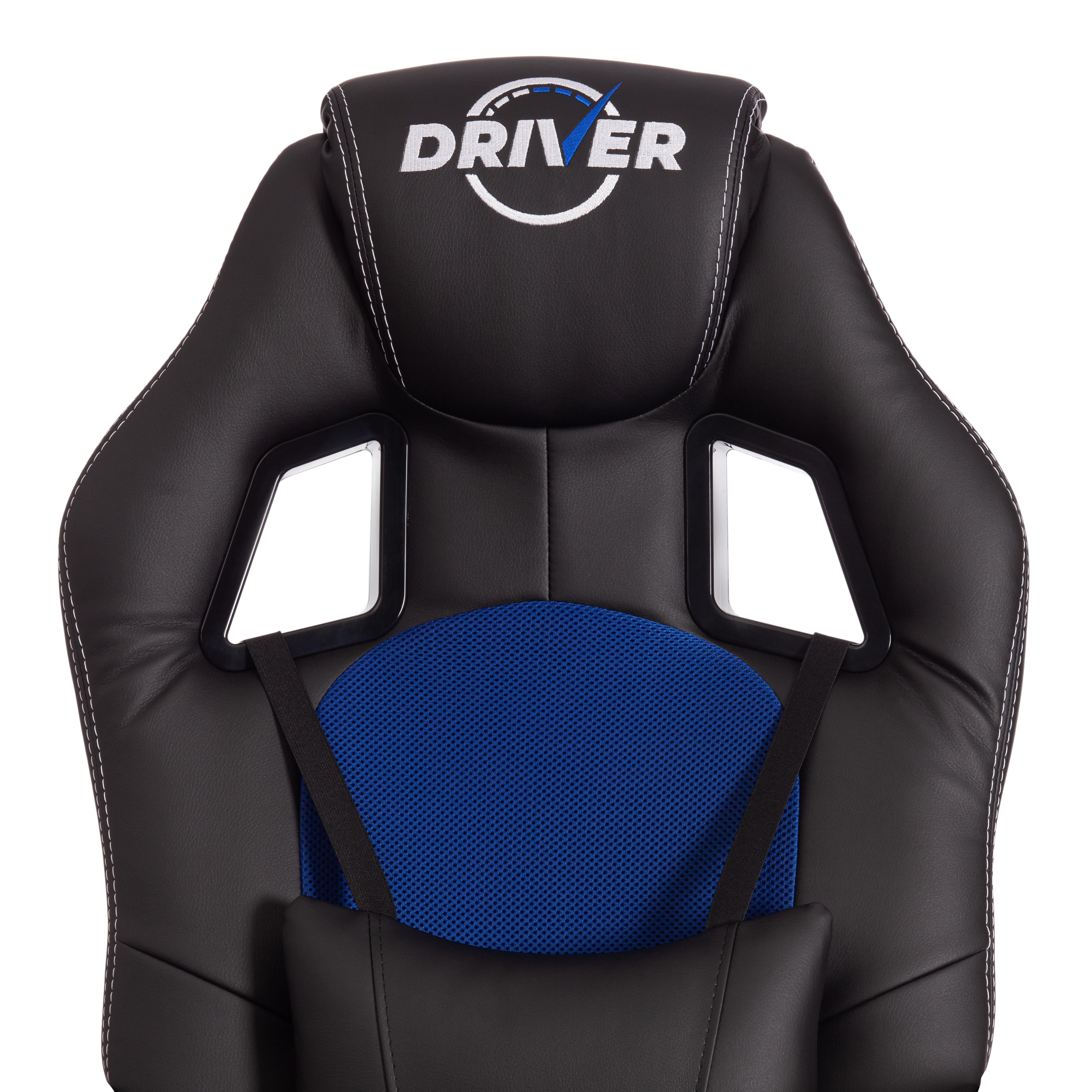 Кресло DRIVER (22) кож/зам/ткань, черный/синий, 36-6/TW-10