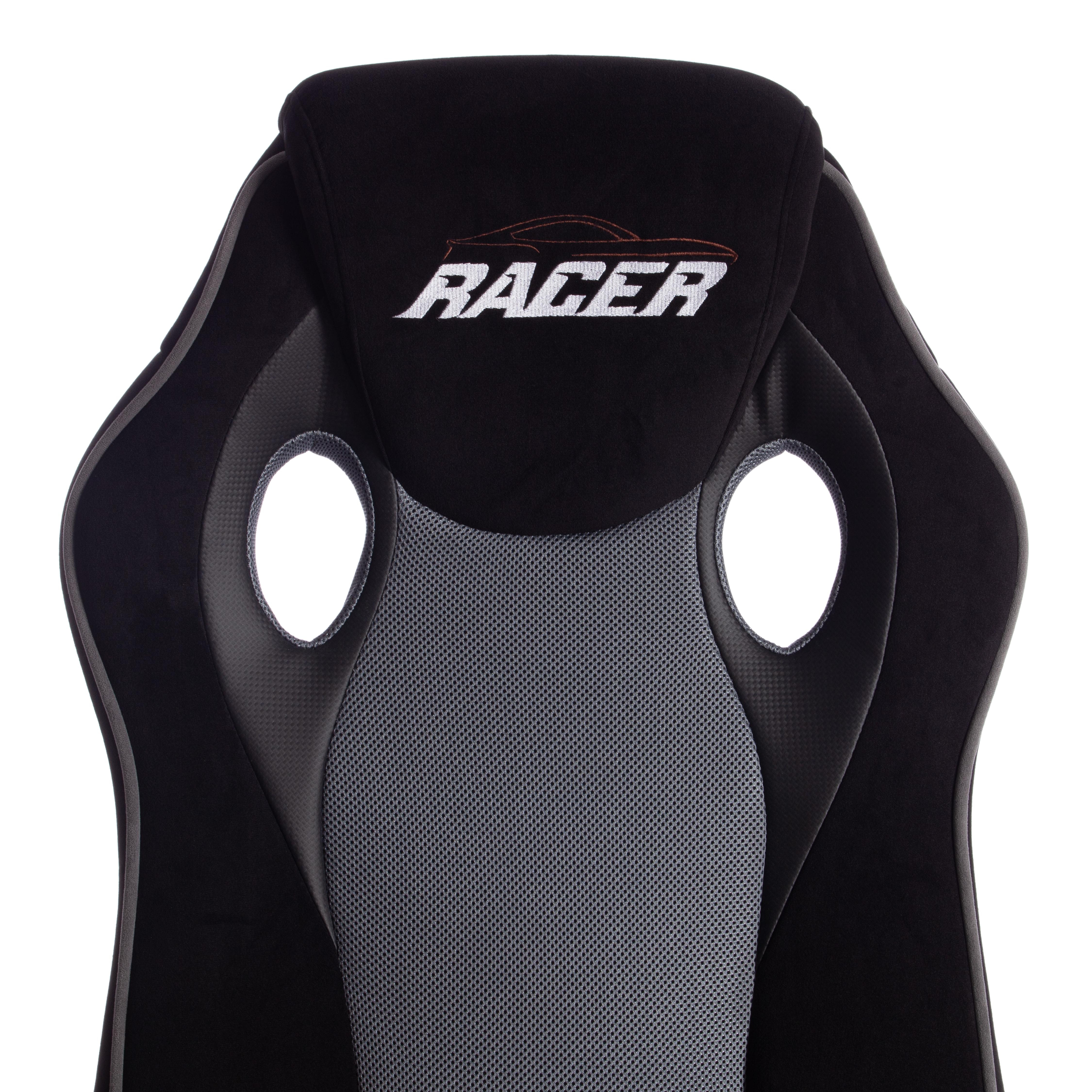 Кресло RACER флок/ткань, черный/серый, 35/TW-12/карбон