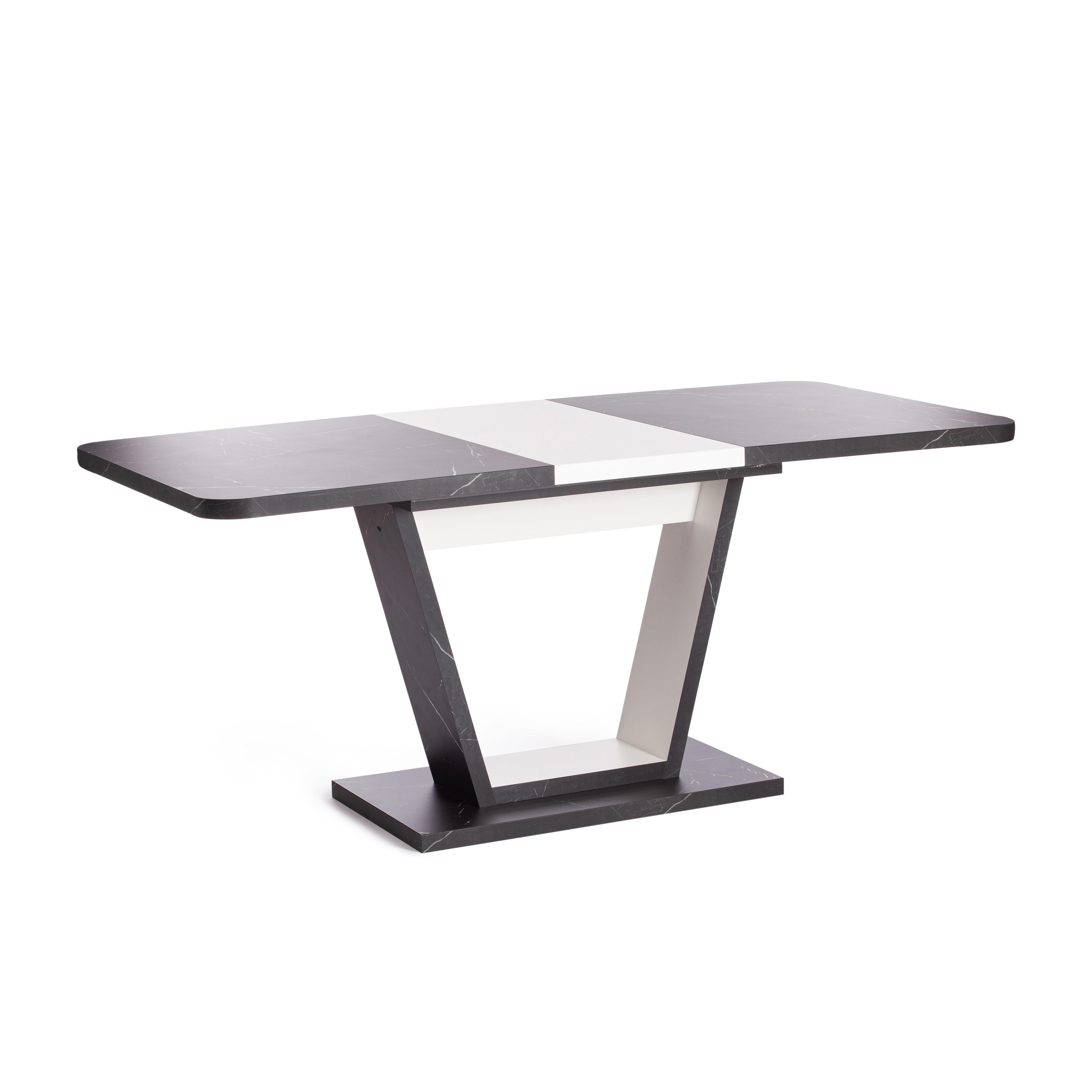 Стол обеденный VOX раздвижной ЛДСП, 132-172x85x75,5 см, Мрамор черный/Белый