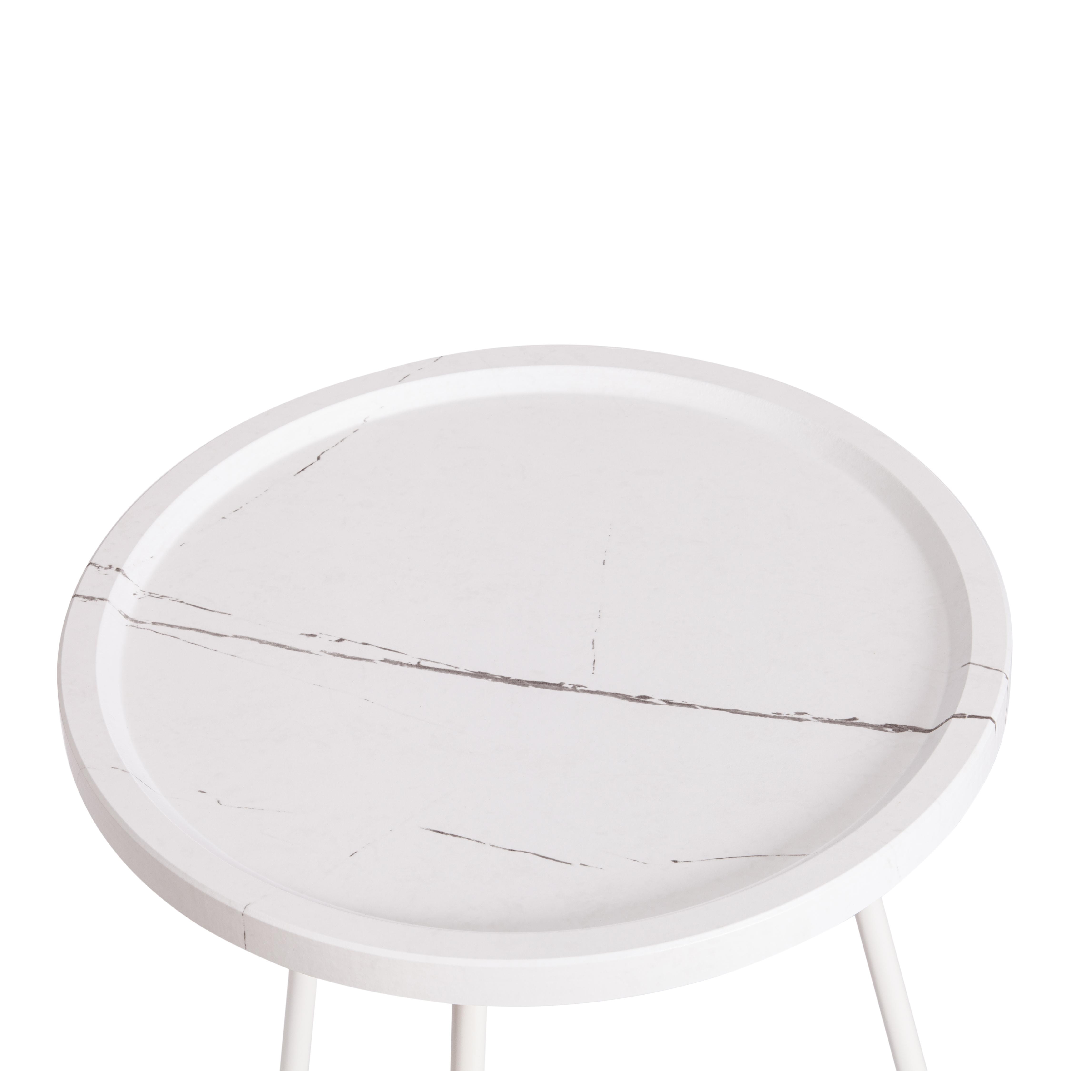 Столик кофейный LANCOME металл / МДФ, 45 х 45 х 45 см, белый мрамор/белый