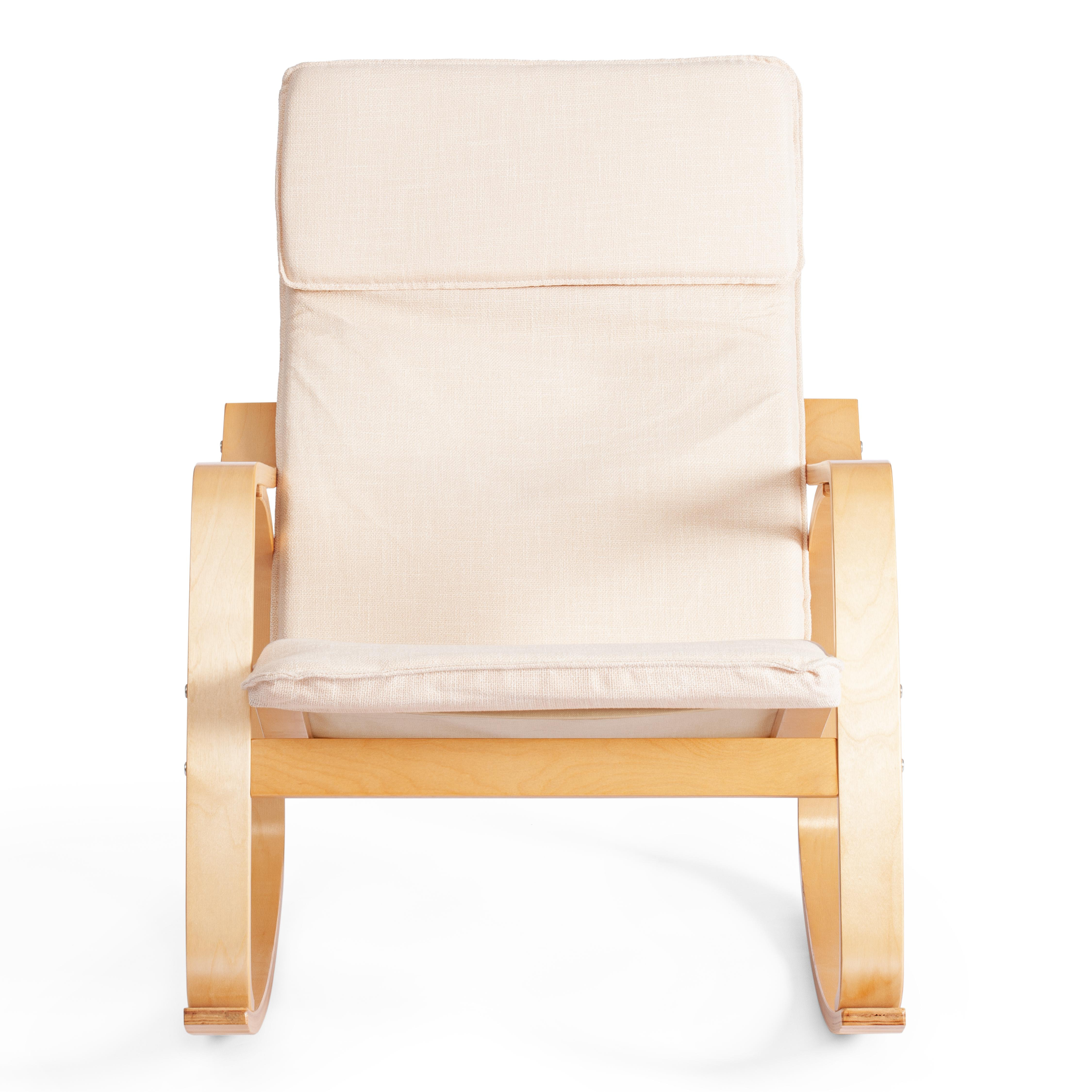 Кресло-качалка mod. AX3005 дерево береза, ткань: полиэстер/хлопок, 61х94,5х104 см, дерево: дуб #3, ткань бежевая 1501-4
