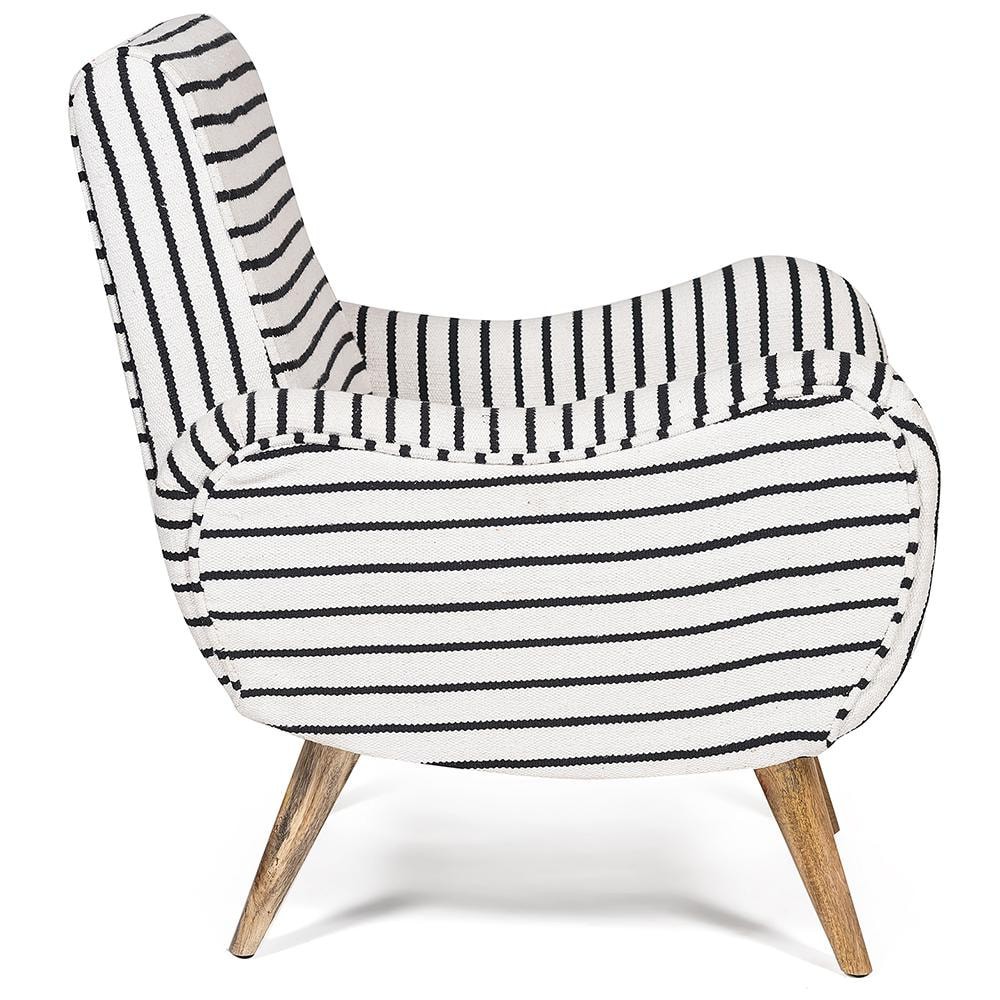 Кресло Secret De Maison SONDRIO хлопок/дерево манго, 71х85х93см, black/white stripes