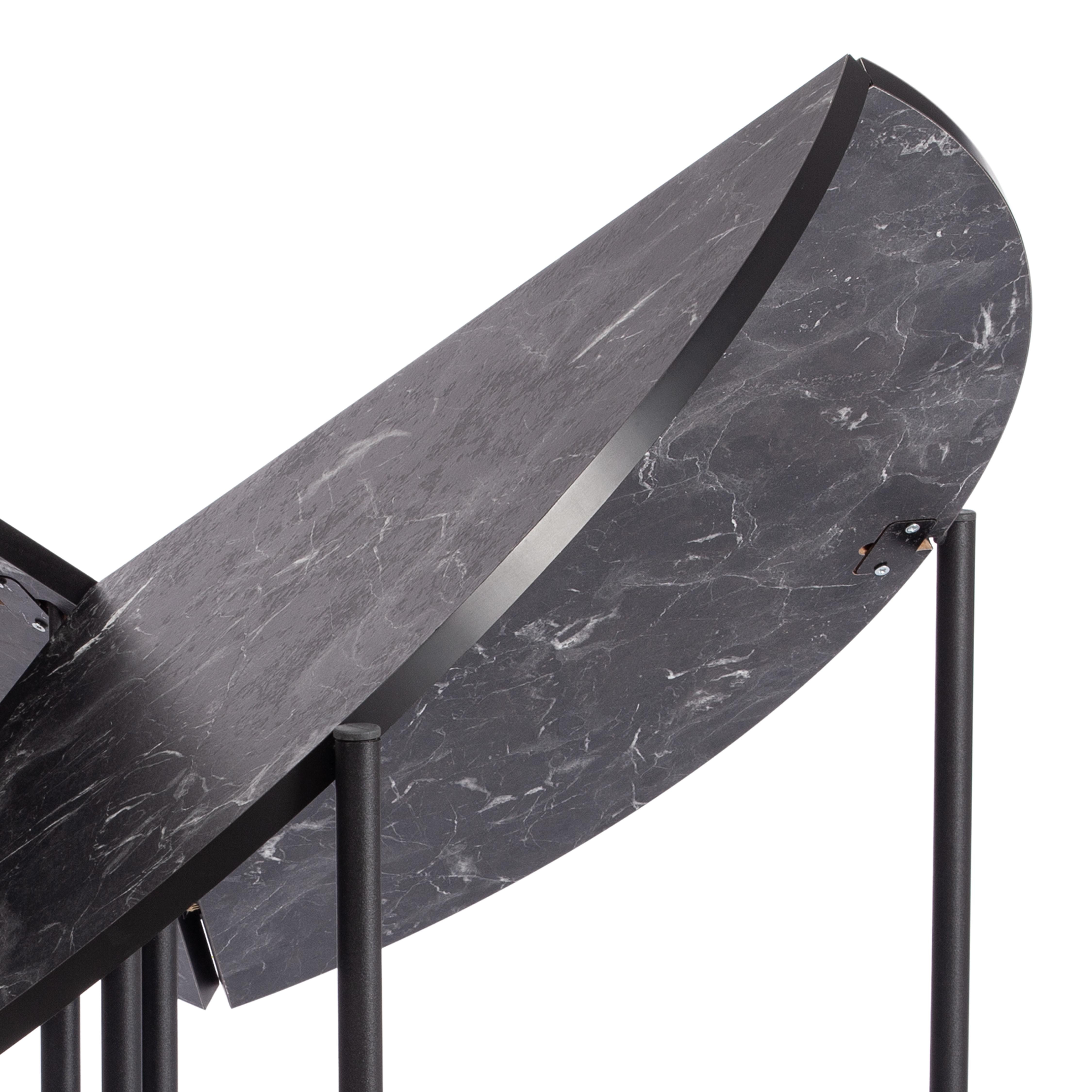 Стол складывающийся YOOP (mod. 1202) ЛДСП+меламин/металл, 100 х 100 х 72 см, чёрный мрамор/чёрный