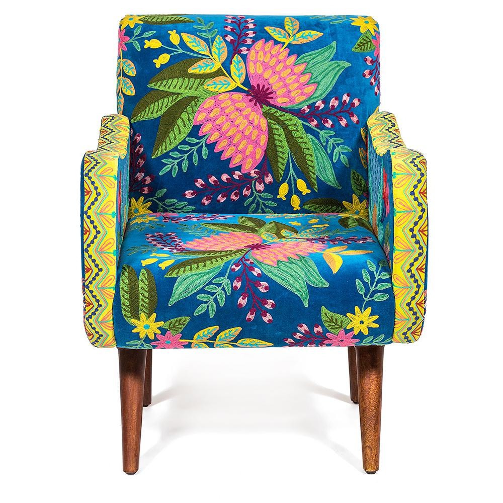 Кресло Secret De Maison SONDRIO хлопок/дерево манго, 71х85х93см, blue/green