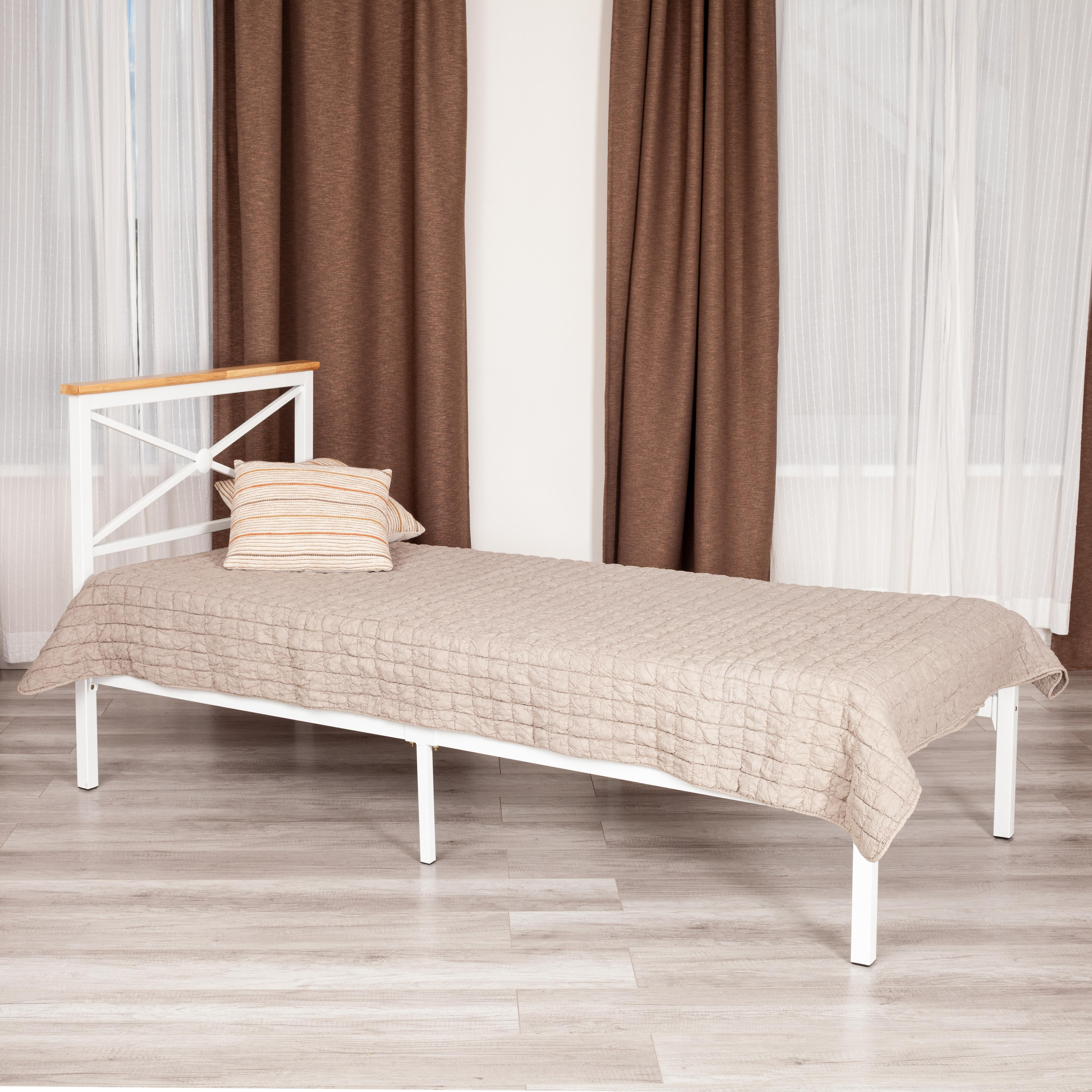 Кровать Iris (mod.9311) дерево гевея/металл, 90*200 см (Single bed), Белый (White)