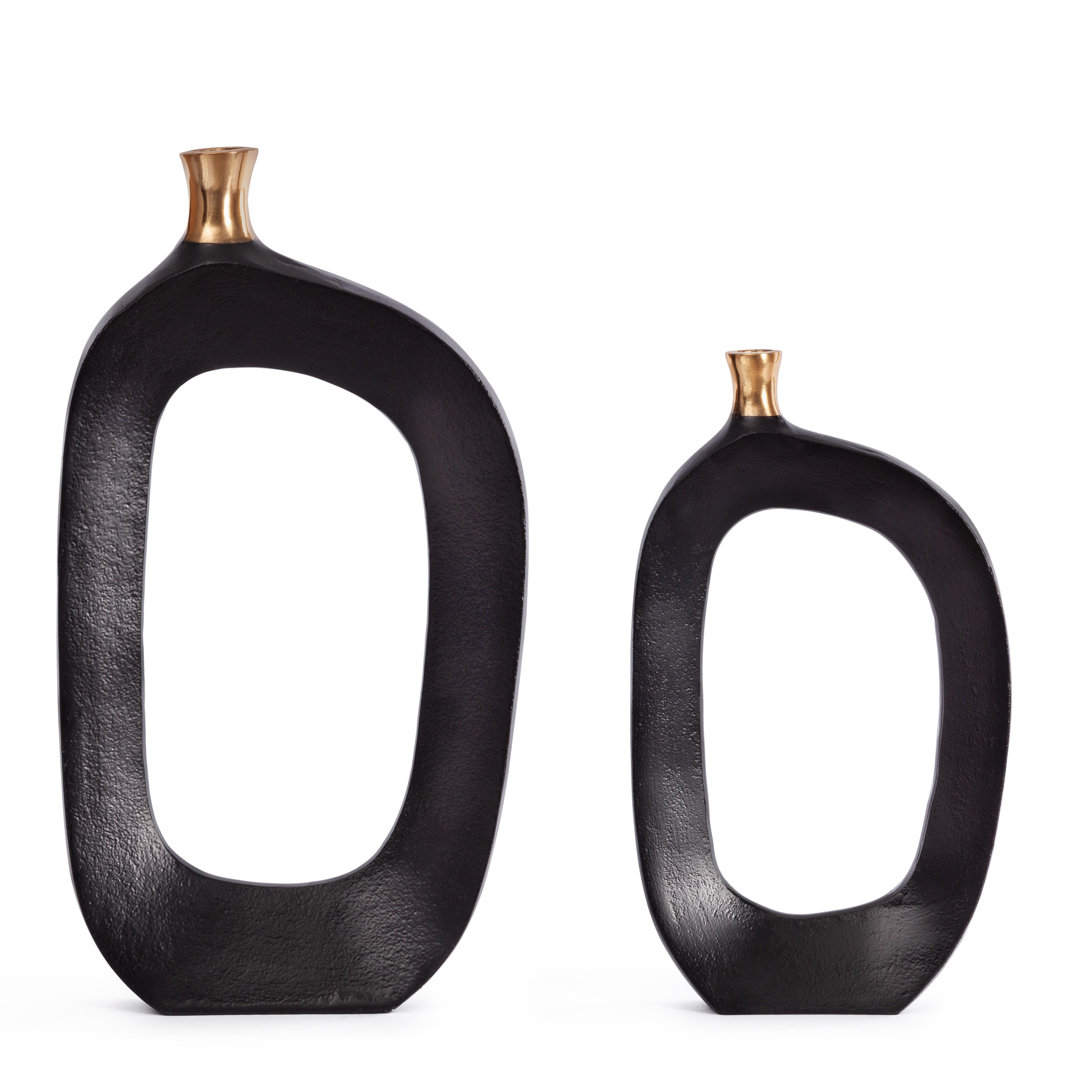 Набор ваз Secret De Maison KROPTU ( mod. LS-0005 ) металл: аллюминий,  24 х 45см, 19 х 36 см, черный
