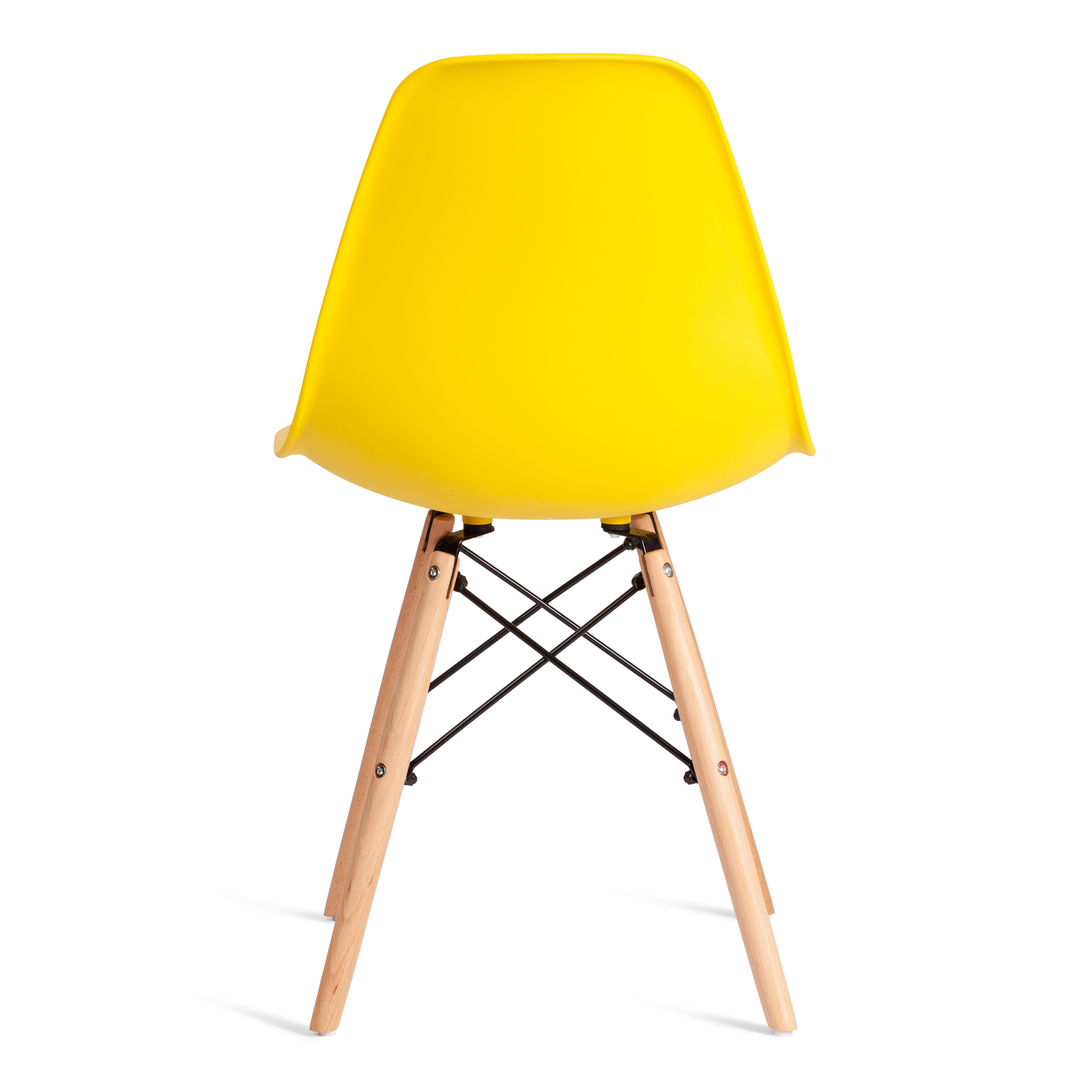 Стул CINDY (EAMES) (mod. 1801) дерево бук/металл/сиденье пластик, 45x51x82 см, Yellow (Желтый)