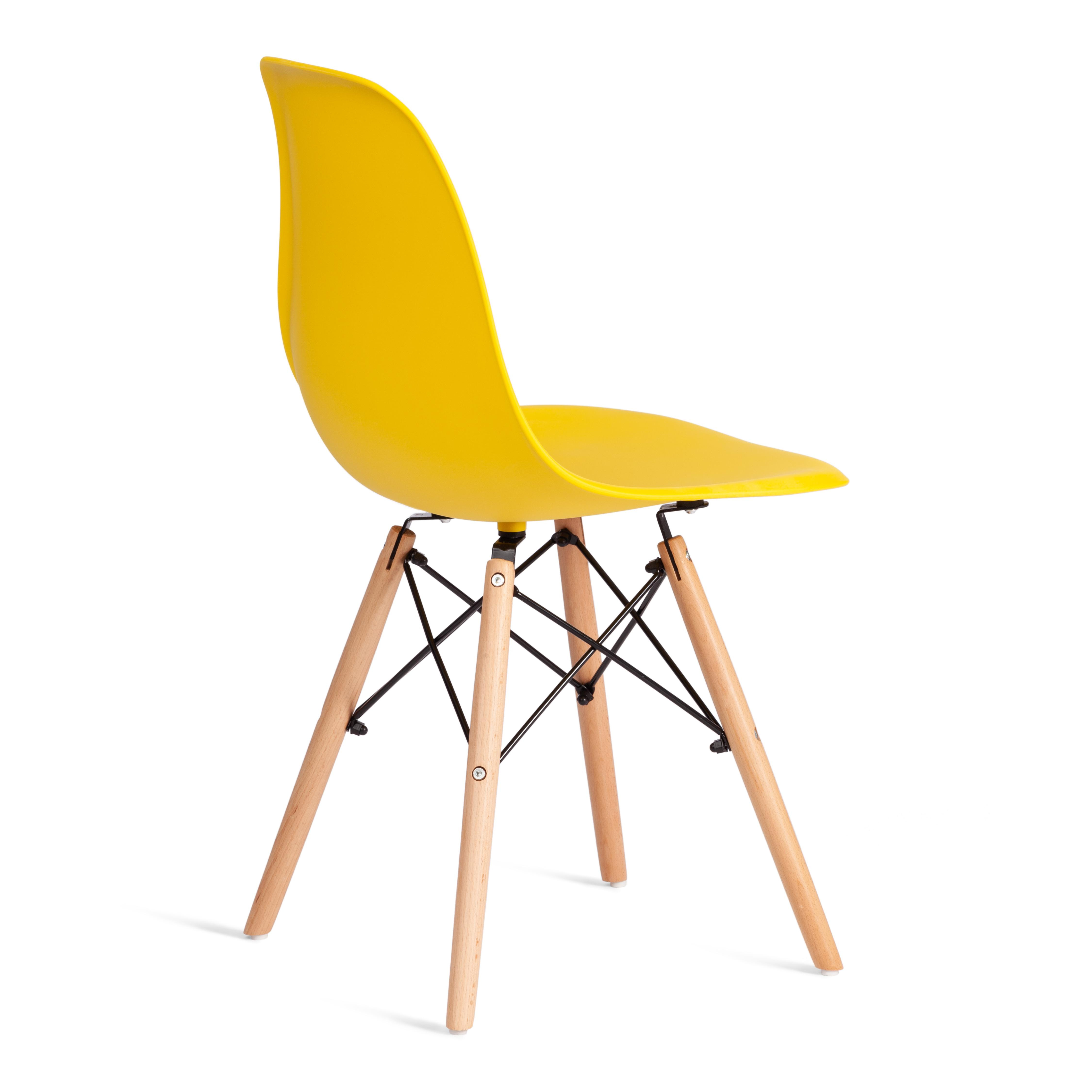 Стул CINDY (EAMES) (mod. 1801) дерево бук/металл/сиденье пластик, 45x51x82 см, Yellow (Желтый)