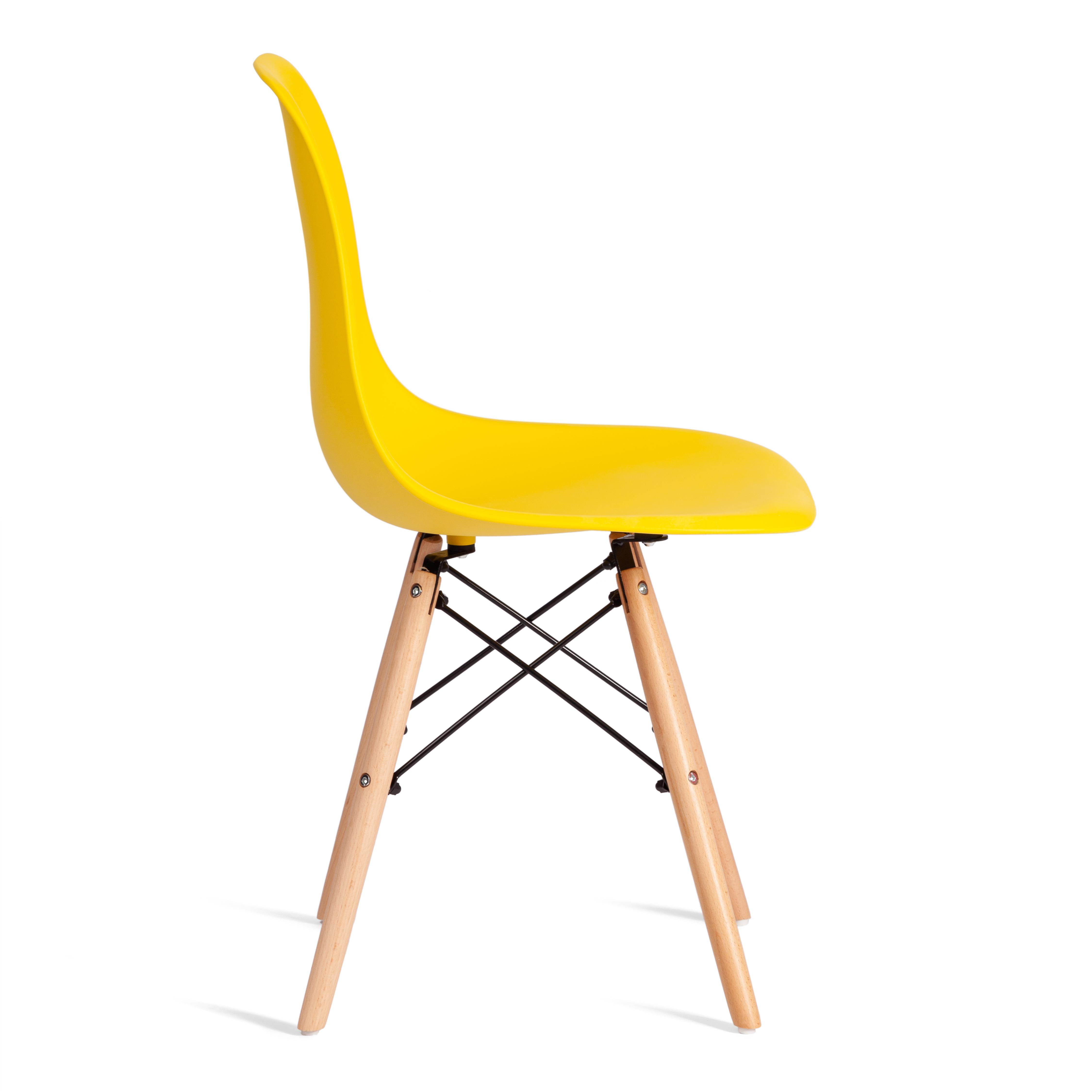 Стул CINDY (EAMES) (mod. 1801) дерево бук/металл/сиденье пластик, 45x51x82 см, Yellow (Желтый)