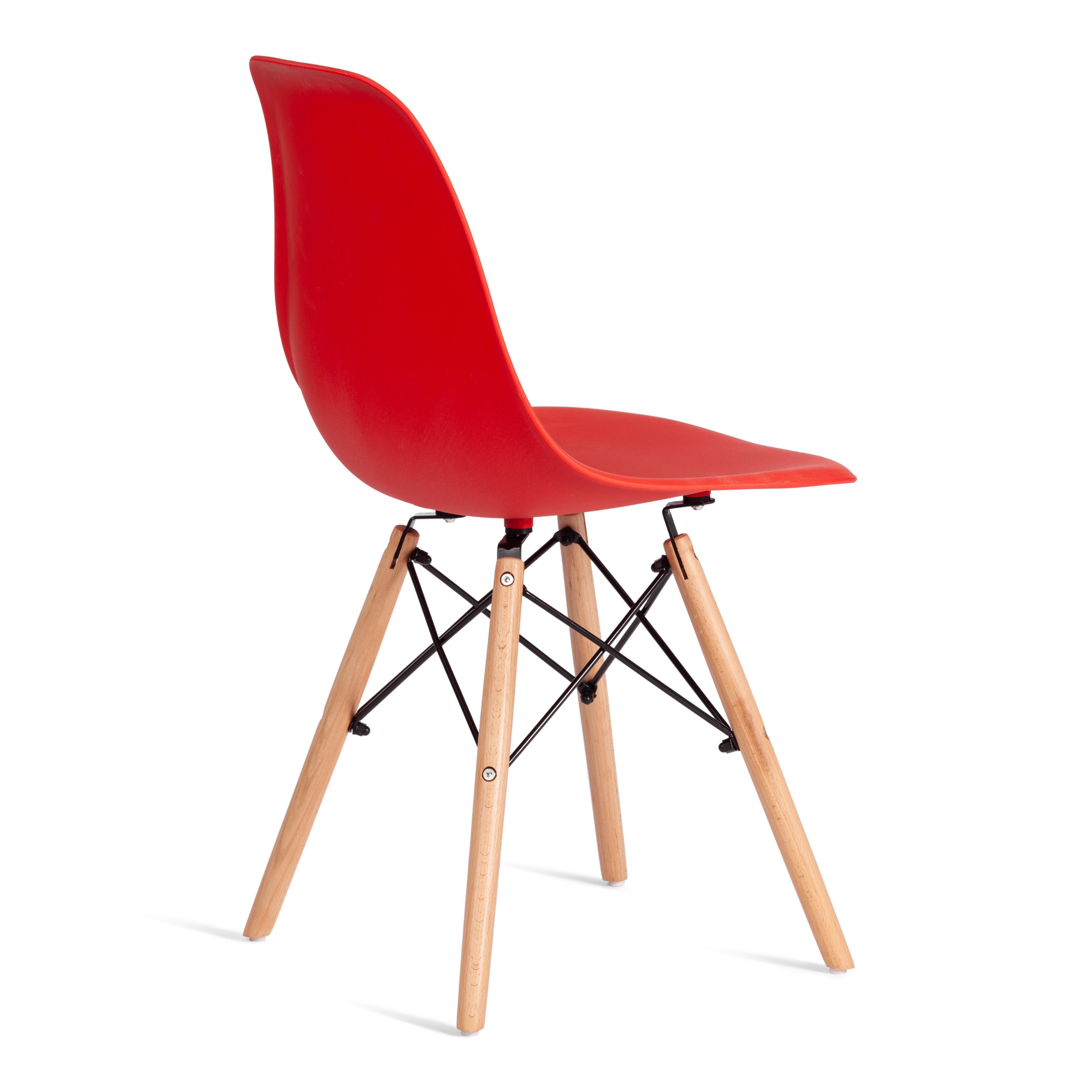 Стул CINDY (EAMES) (mod. 1801) дерево бук/металл/сиденье пластик, 45x51x82 см, Red (красный)