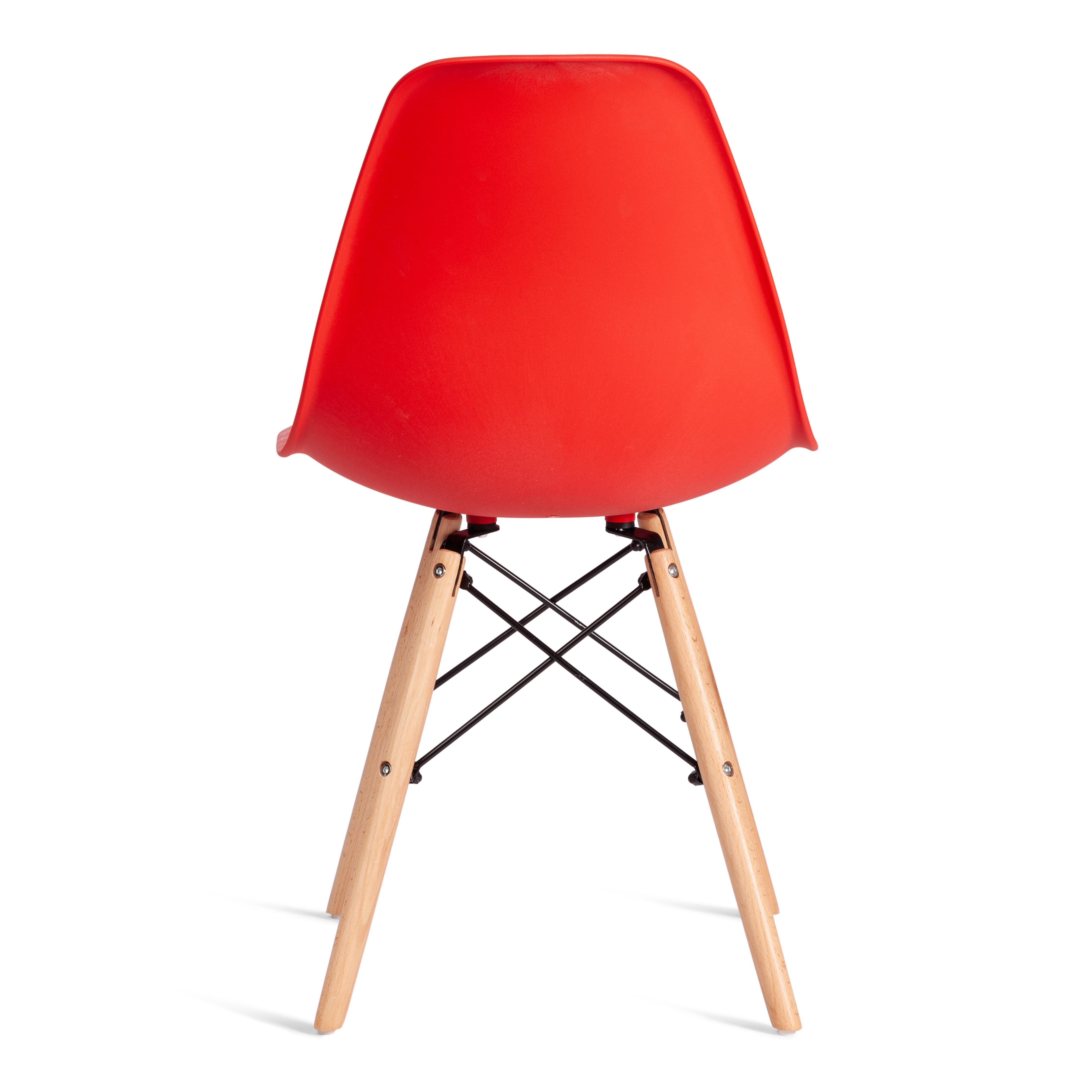 Стул CINDY (EAMES) (mod. 1801) дерево бук/металл/сиденье пластик, 45x51x82 см, Red (красный)