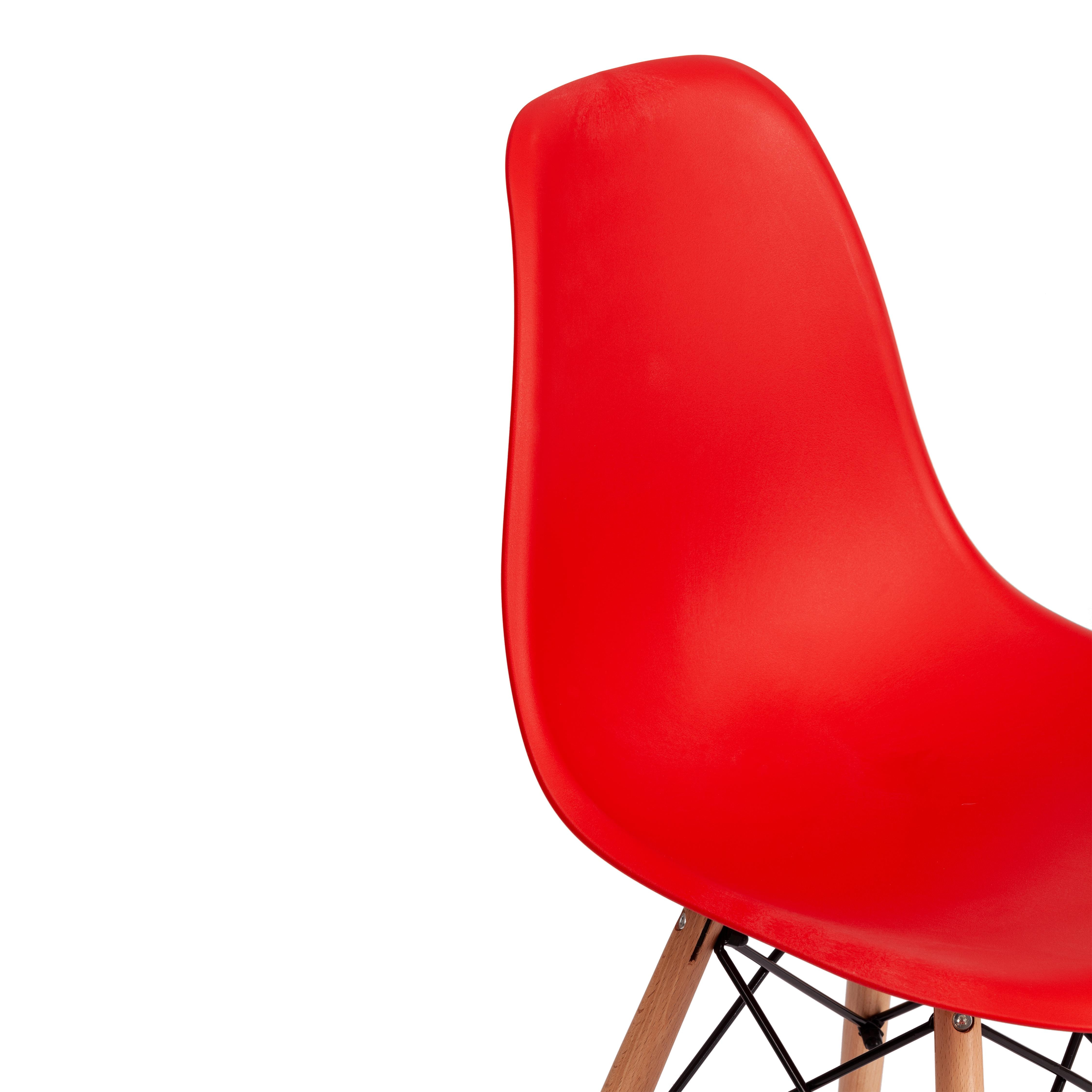 Стул CINDY (EAMES) (mod. 1801) дерево бук/металл/сиденье пластик, 45x51x82 см, Red (красный)