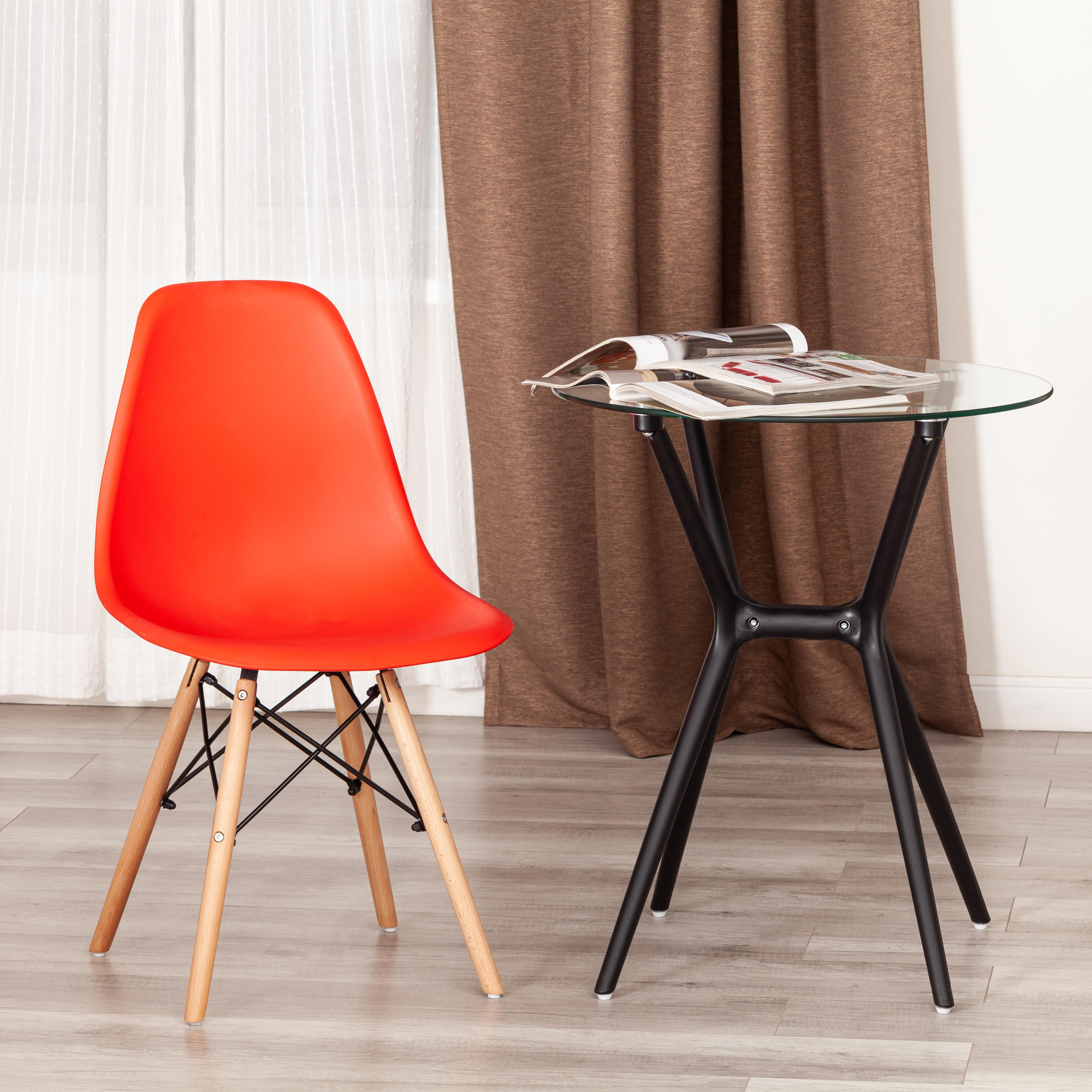 Стул CINDY (EAMES) (mod. 1801) дерево бук/металл/сиденье пластик, 45x51x82 см, Red (красный)