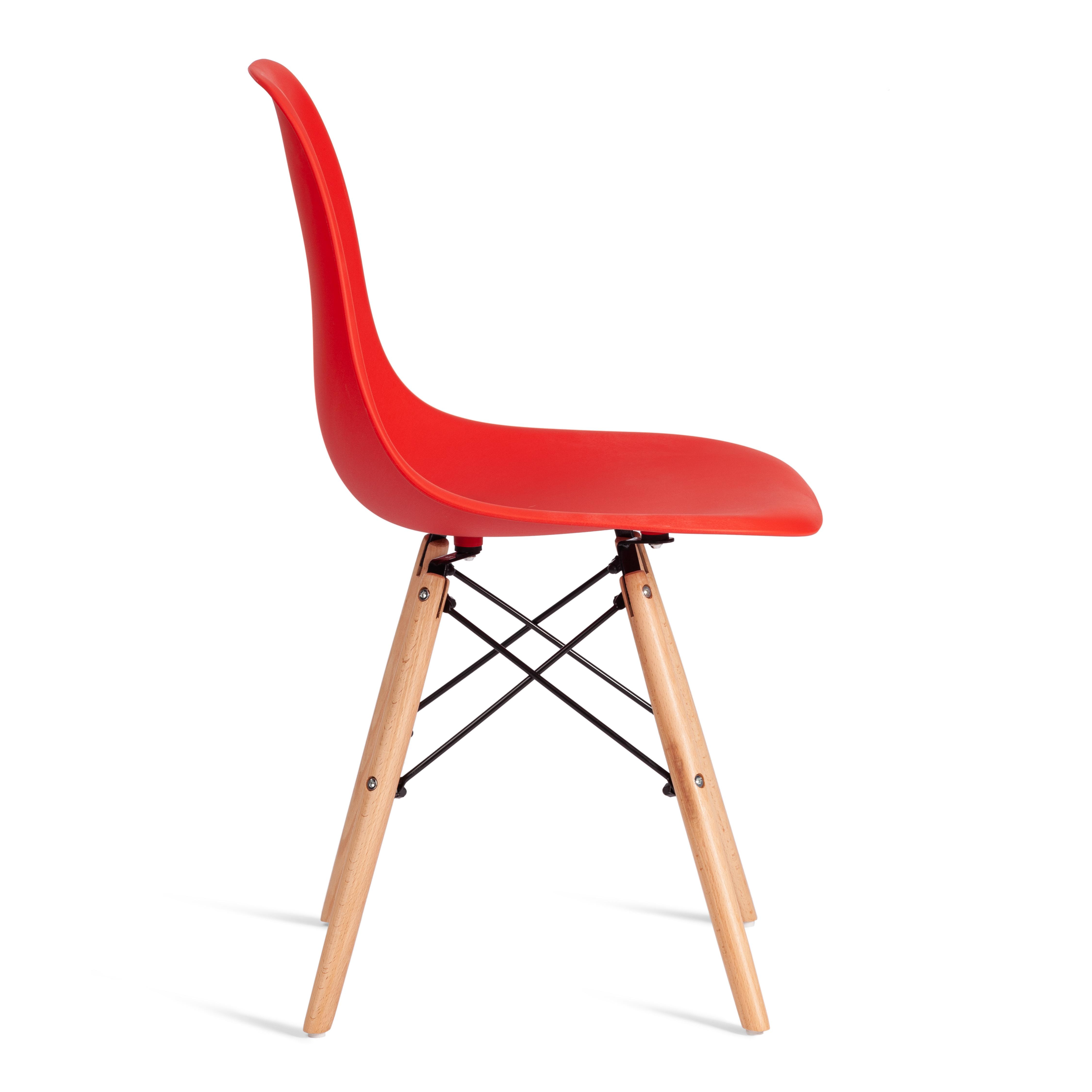 Стул CINDY (EAMES) (mod. 1801) дерево бук/металл/сиденье пластик, 45x51x82 см, Red (красный)