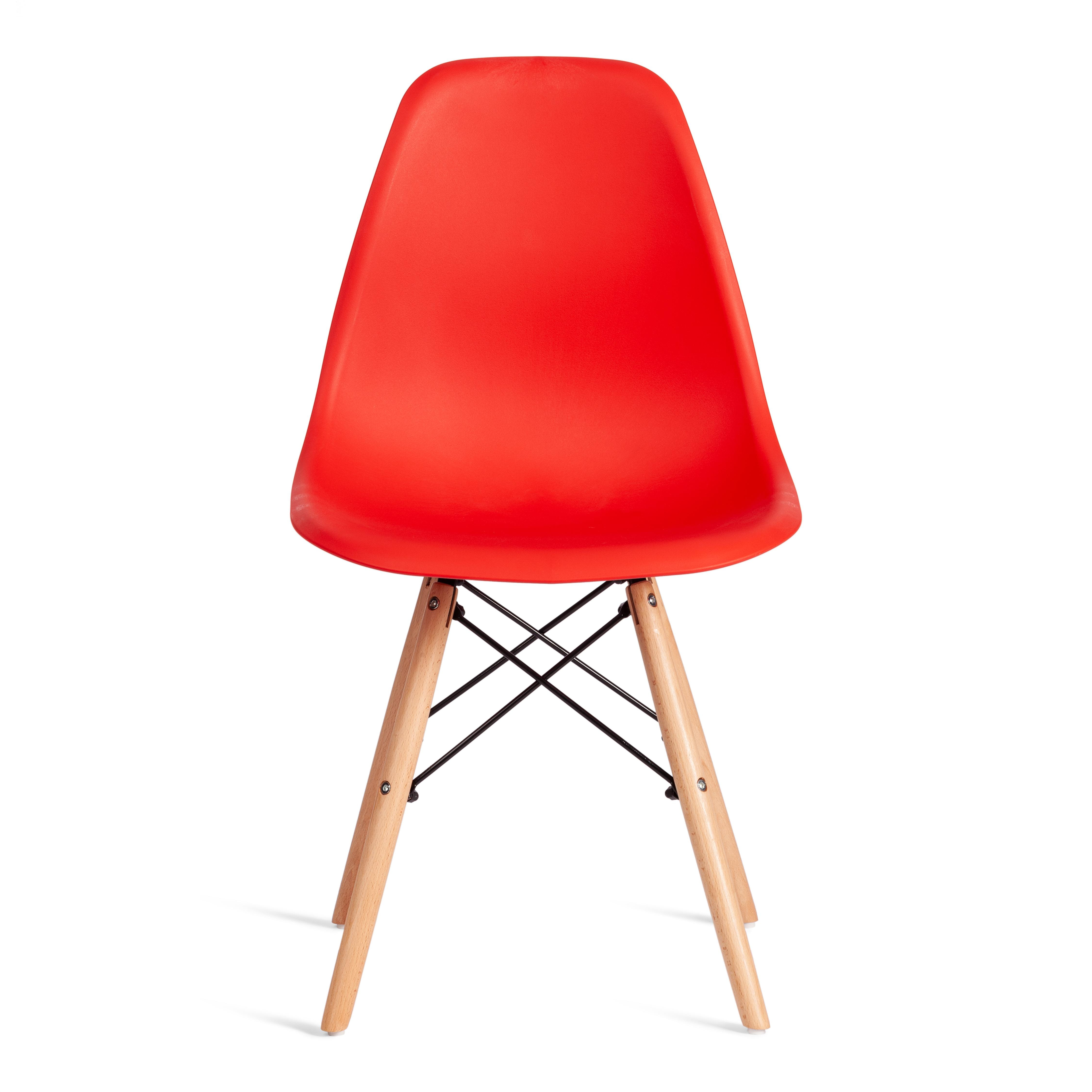 Стул CINDY (EAMES) (mod. 1801) дерево бук/металл/сиденье пластик, 45x51x82 см, Red (красный)