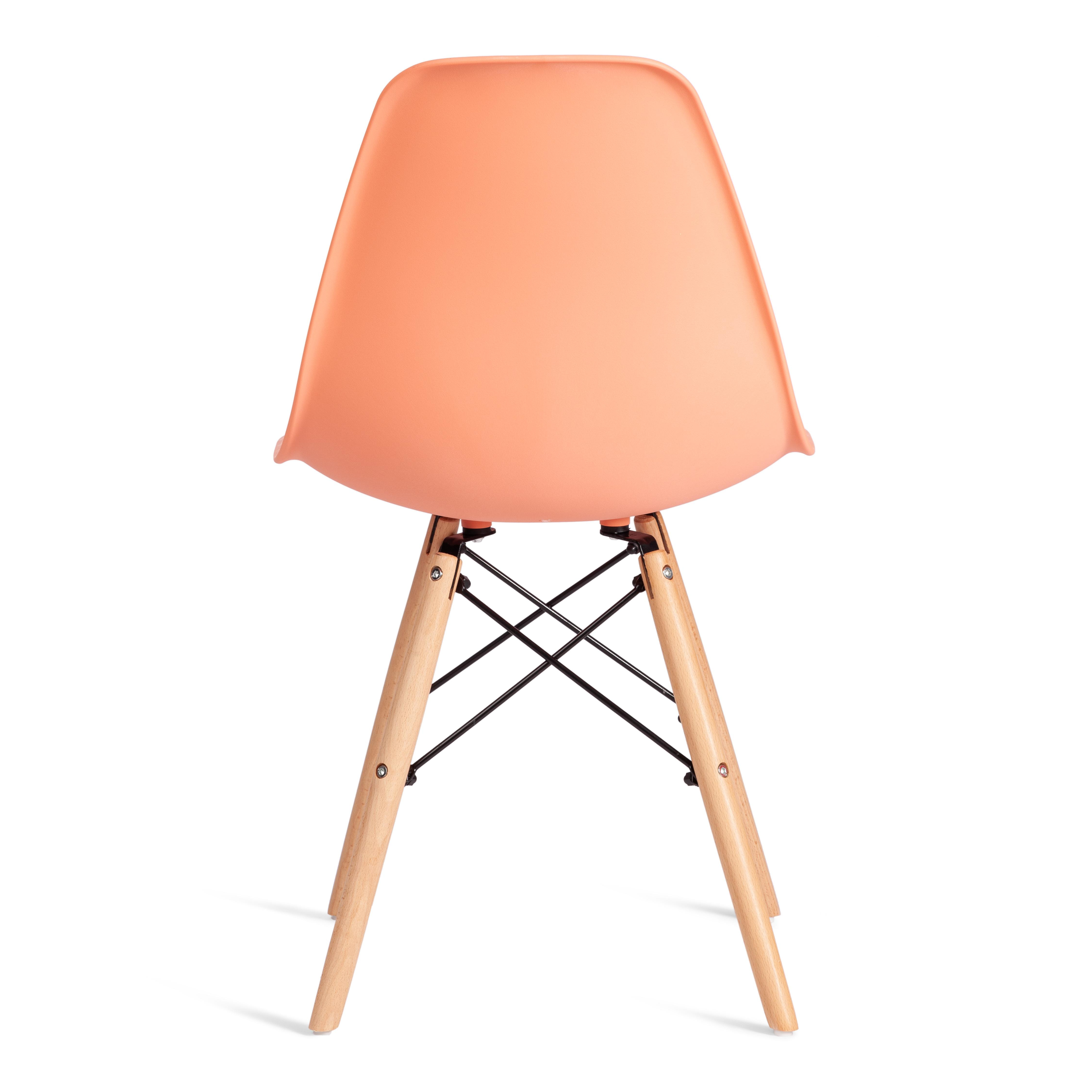 Стул CINDY (EAMES) (mod. 1801) дерево бук/металл/сиденье пластик, 45x51x82 см, Orange (Оранжевый)