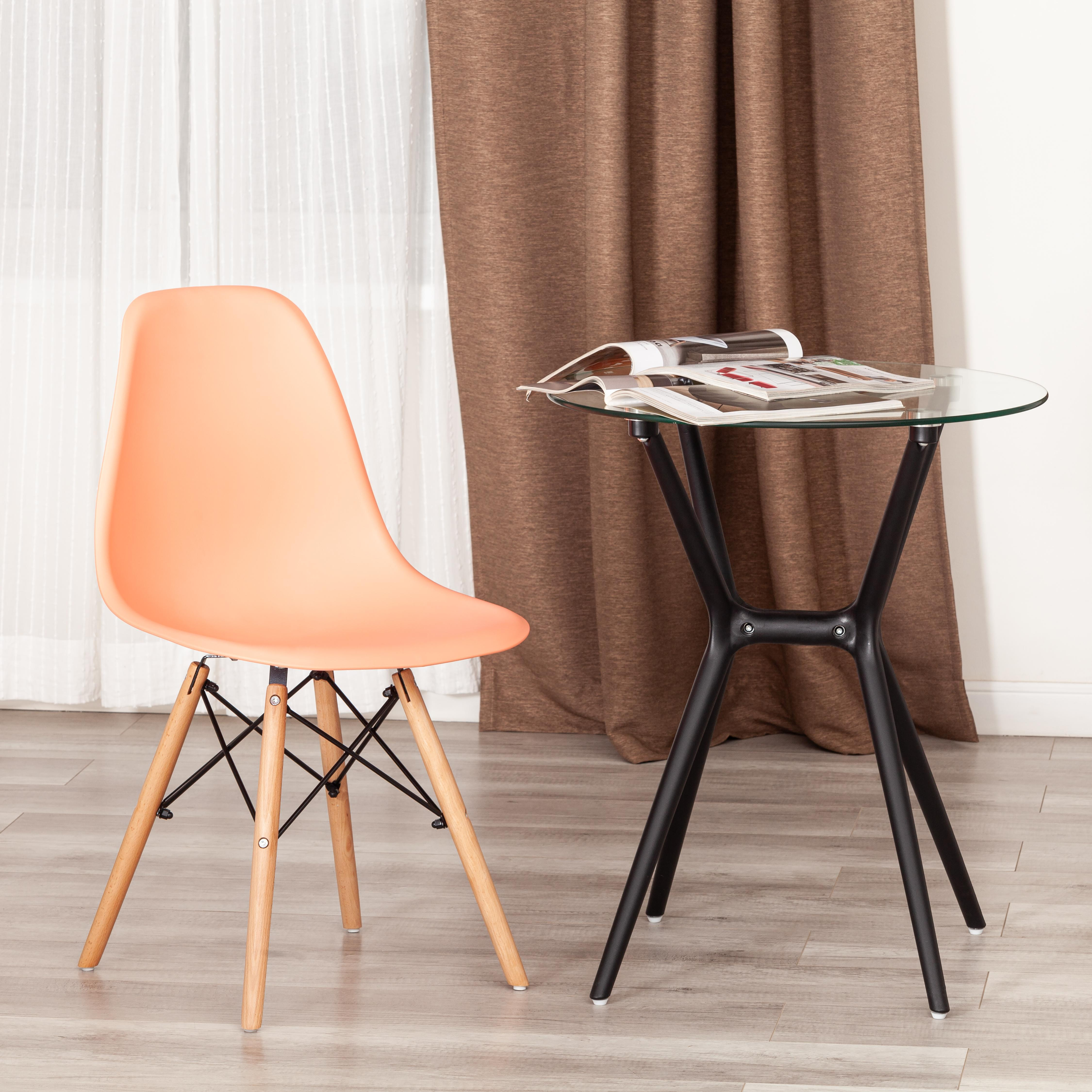 Стул CINDY (EAMES) (mod. 1801) дерево бук/металл/сиденье пластик, 45x51x82 см, Orange (Оранжевый)