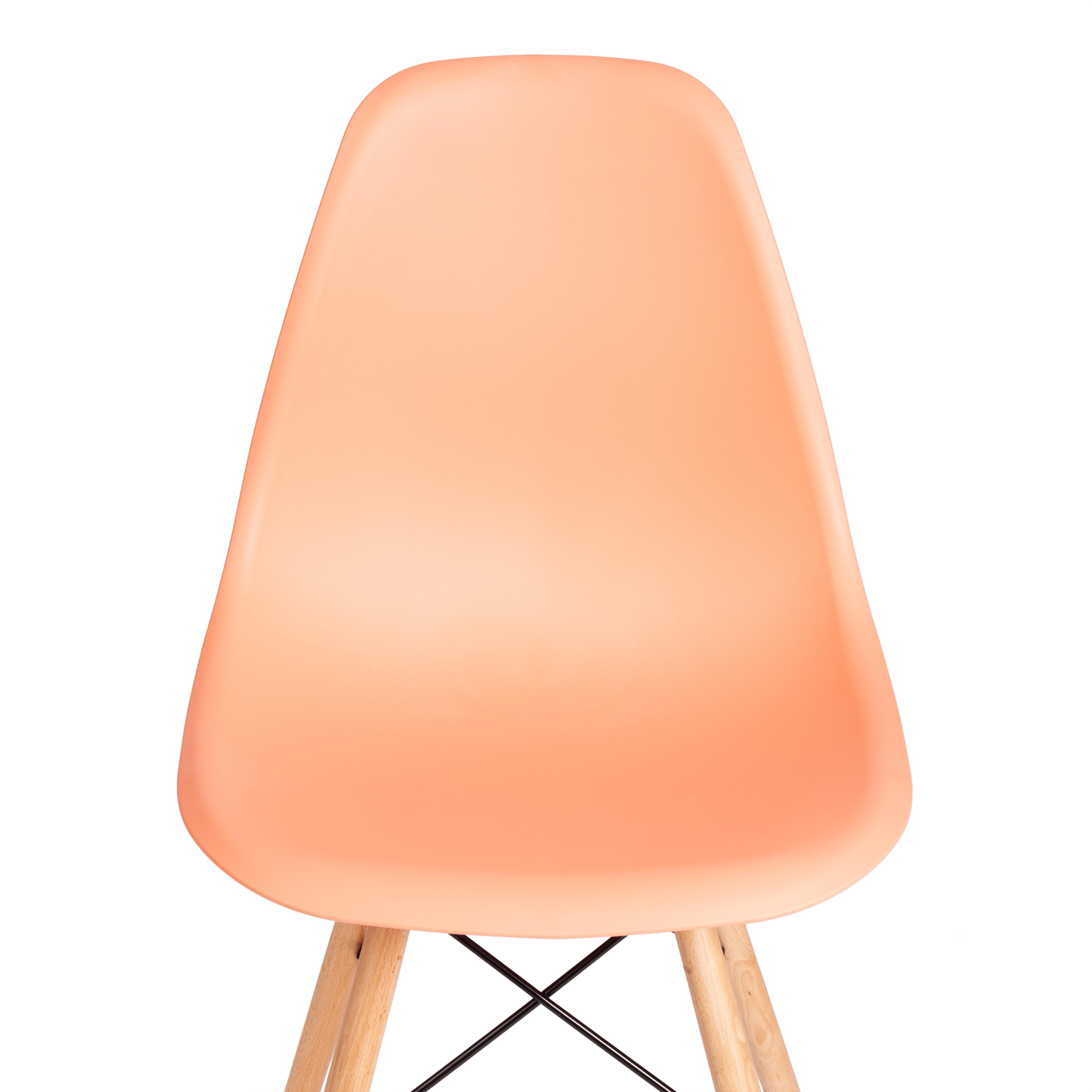 Стул CINDY (EAMES) (mod. 1801) дерево бук/металл/сиденье пластик, 45x51x82 см, Orange (Оранжевый)