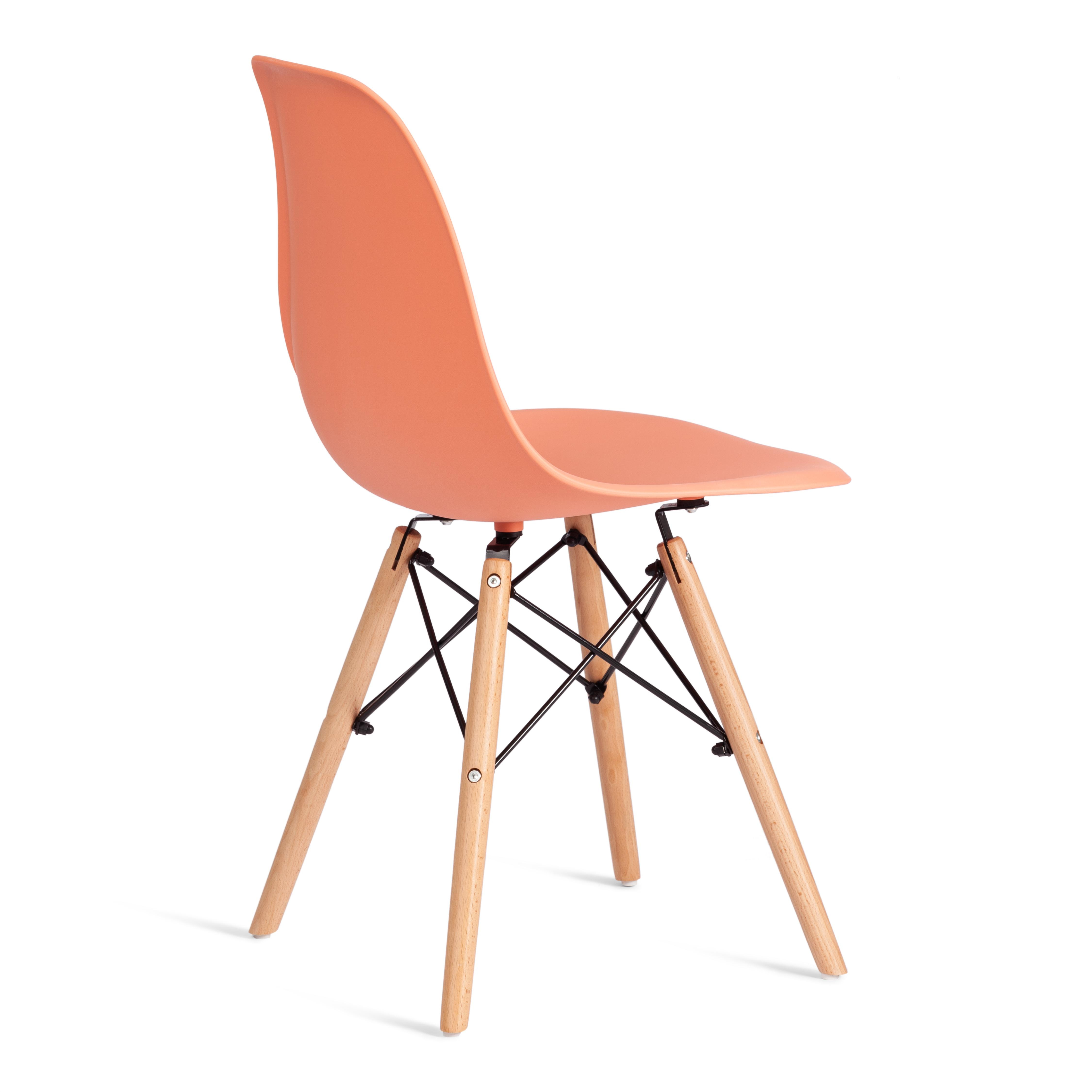 Стул CINDY (EAMES) (mod. 1801) дерево бук/металл/сиденье пластик, 45x51x82 см, Orange (Оранжевый)