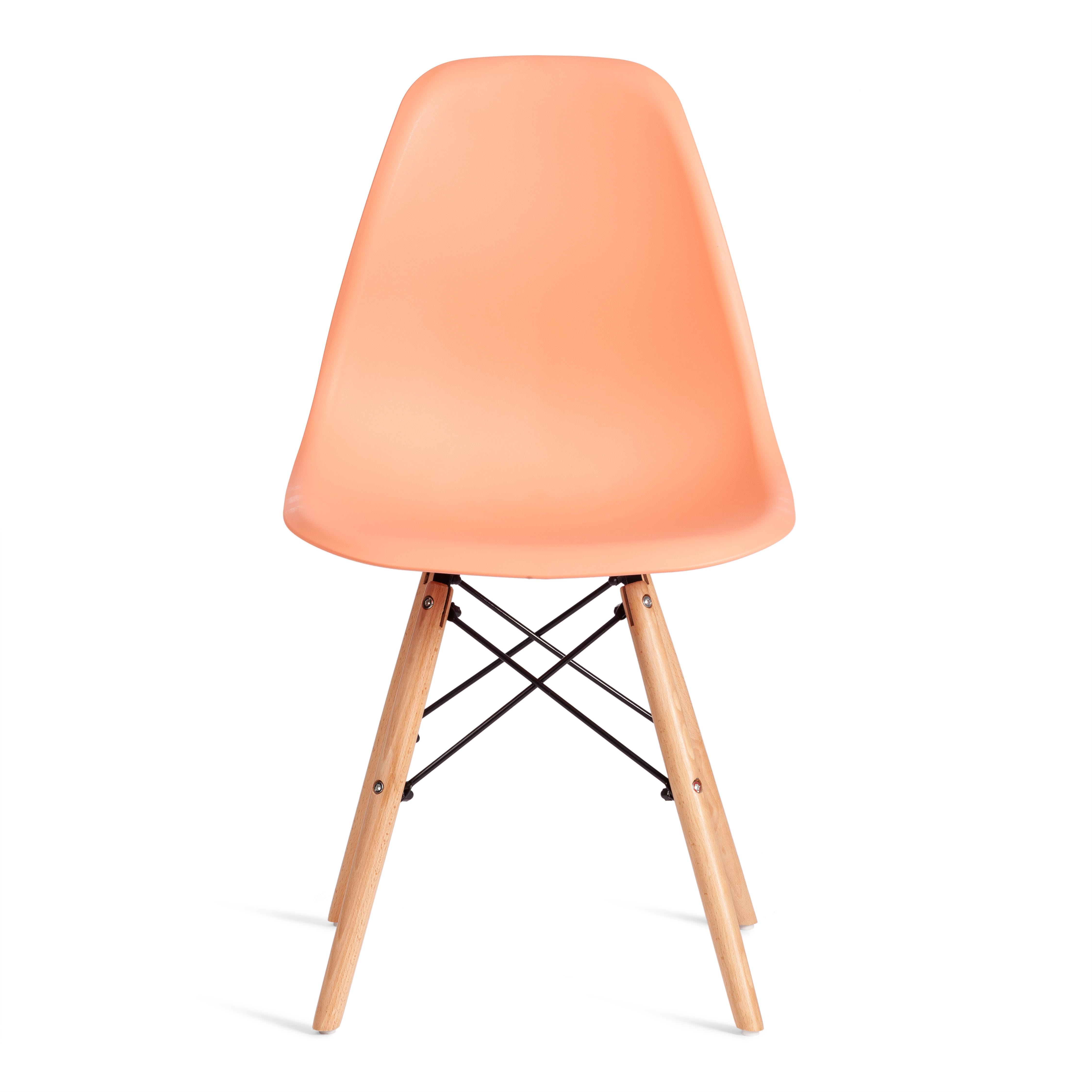 Стул CINDY (EAMES) (mod. 1801) дерево бук/металл/сиденье пластик, 45x51x82 см, Orange (Оранжевый)