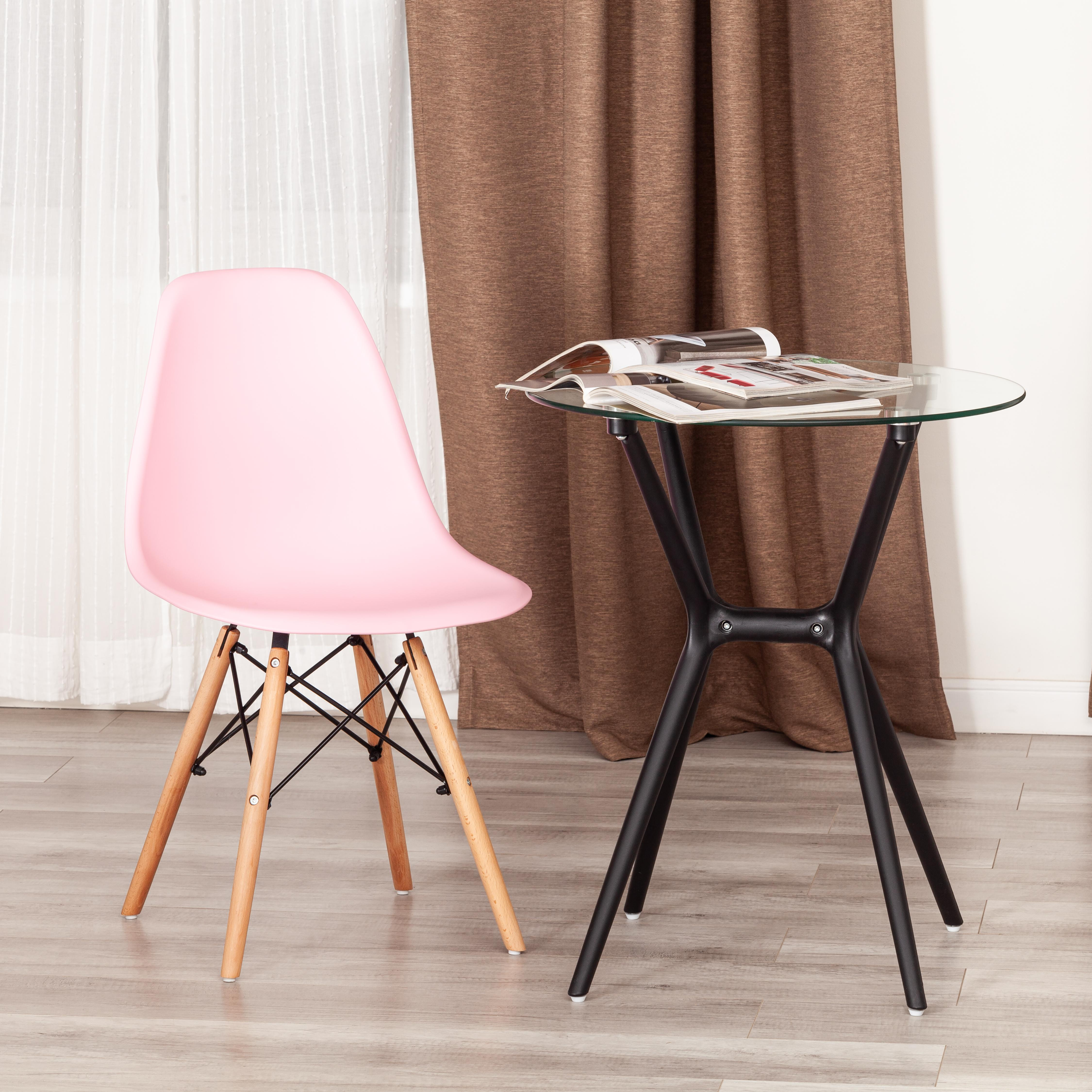 Стул CINDY (EAMES) (mod. 1801) дерево бук/металл/сиденье пластик, 45x51x82 см, Light pink (светло-розовый)