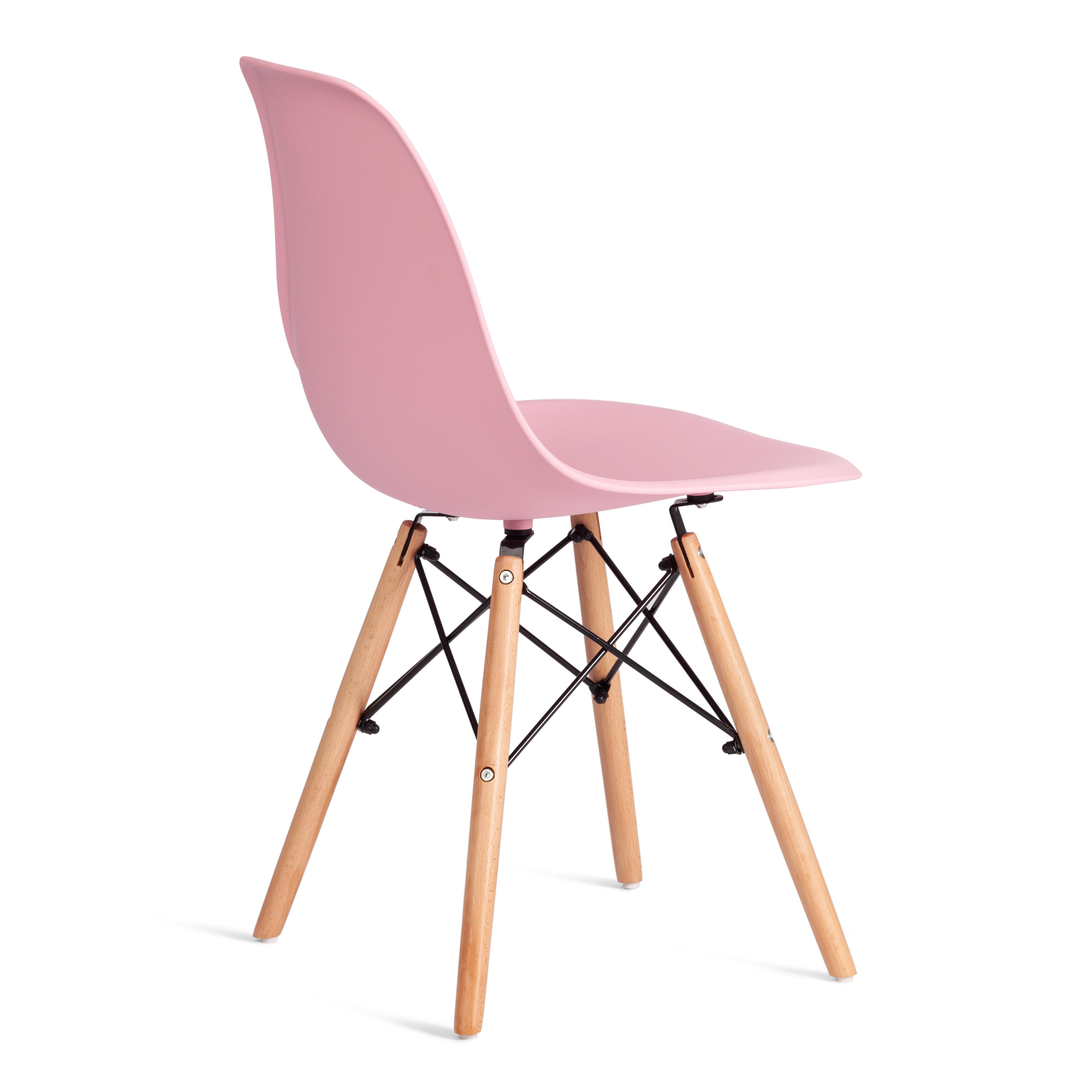 Стул CINDY (EAMES) (mod. 1801) дерево бук/металл/сиденье пластик, 45x51x82 см, Light pink (светло-розовый)