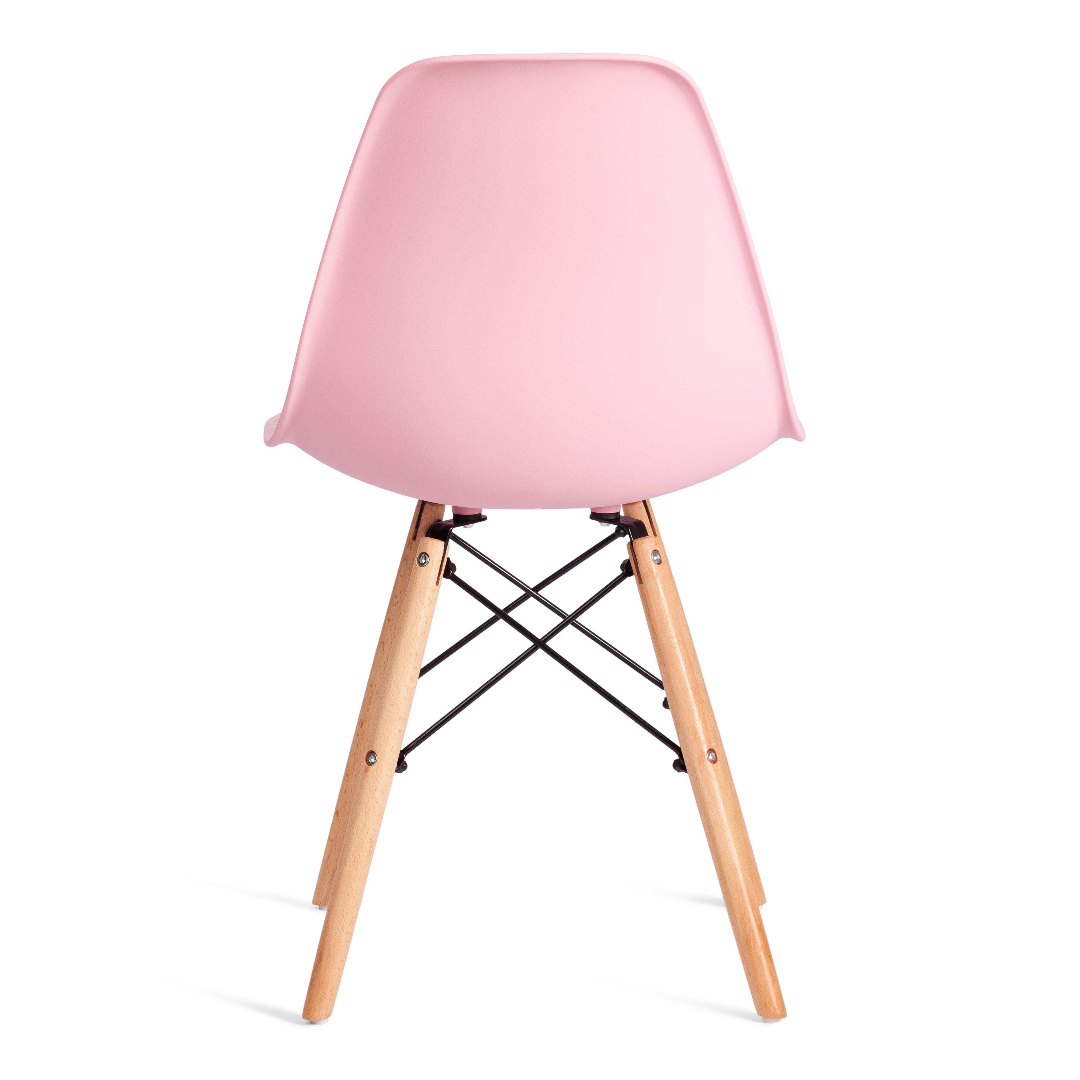 Стул CINDY (EAMES) (mod. 1801) дерево бук/металл/сиденье пластик, 45x51x82 см, Light pink (светло-розовый)