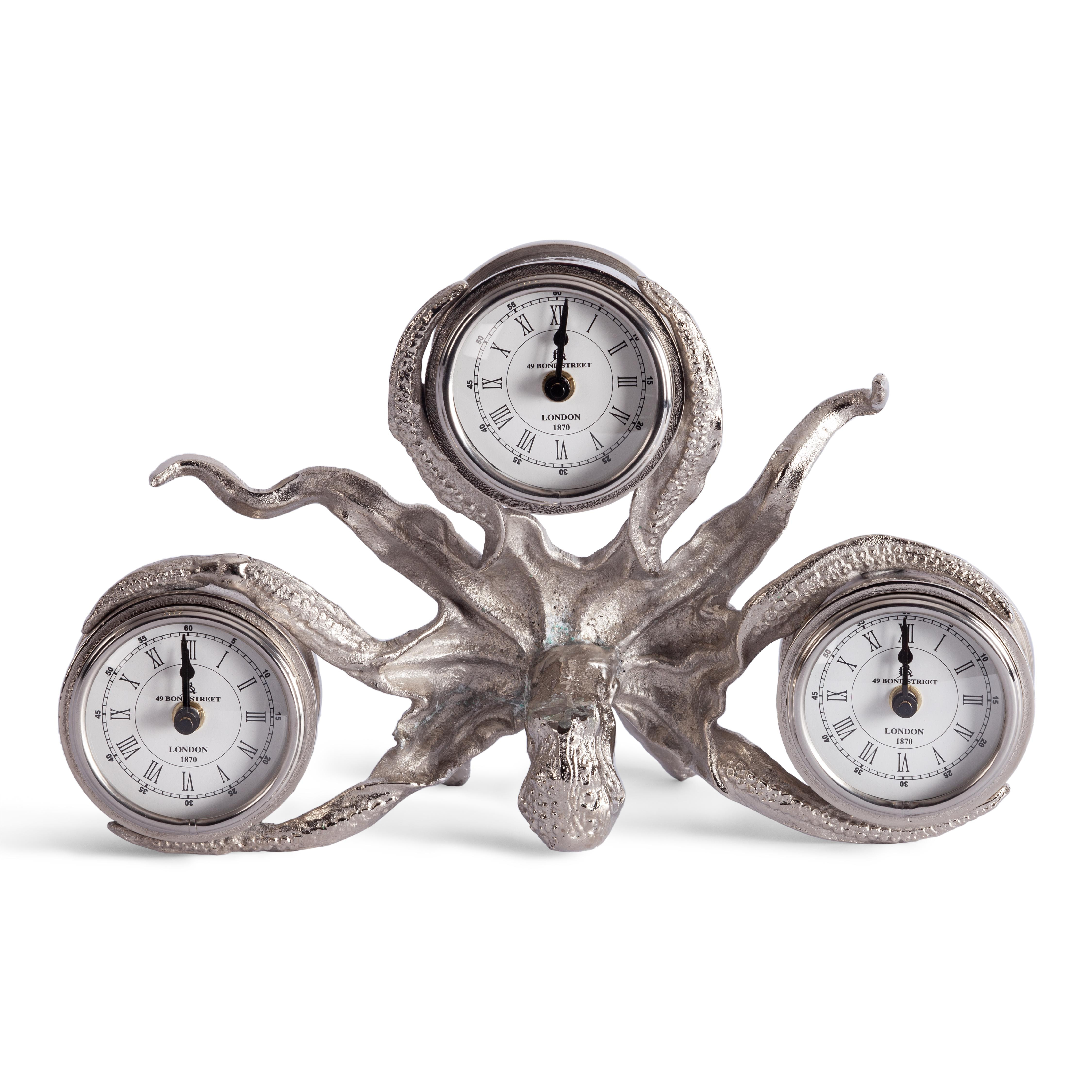 Часы настольные Secret De Maison OCTOPUS ( mod. 9686 ) алюминиевый сплав, 33,5x14x21,5 см, никель/nickel