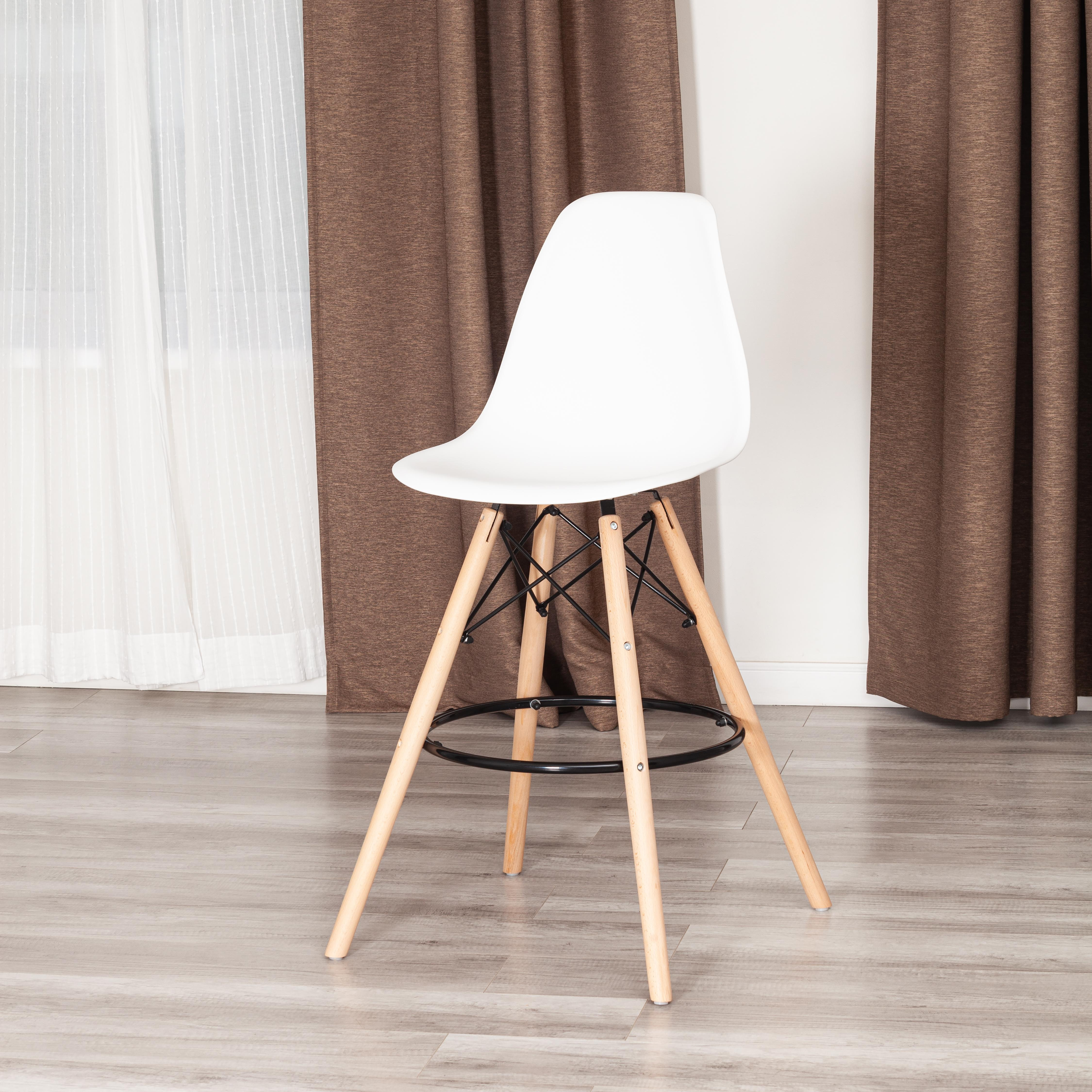 Стул барный Cindy Bar Chair (mod. 80-1) дерево бук/металл/пластик, 50 х 51 х 109 см, White (Белый) 70029/ натуральный