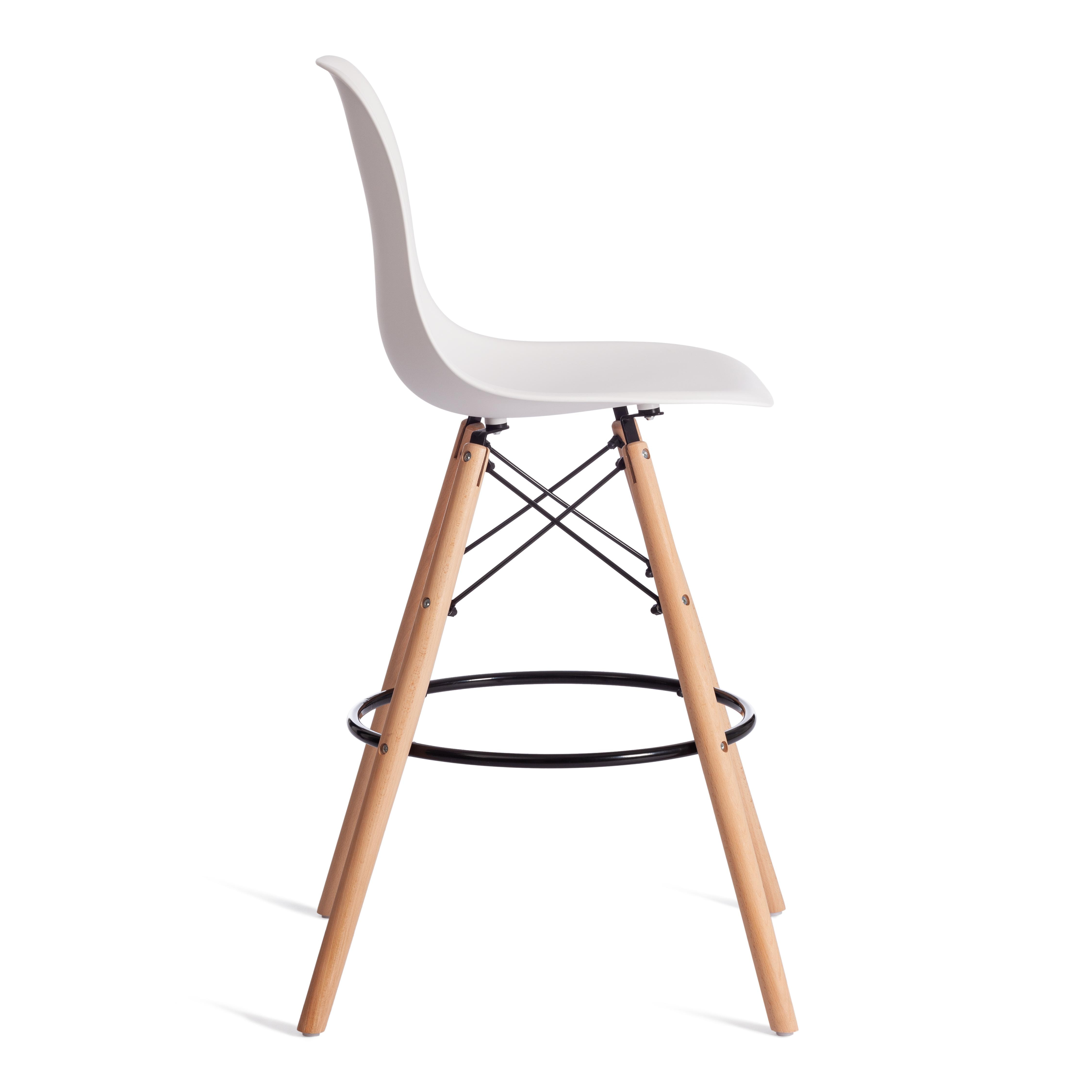 Стул барный Cindy Bar Chair (mod. 80-1) дерево бук/металл/пластик, 50 х 51 х 109 см, White (Белый) 70029/ натуральный