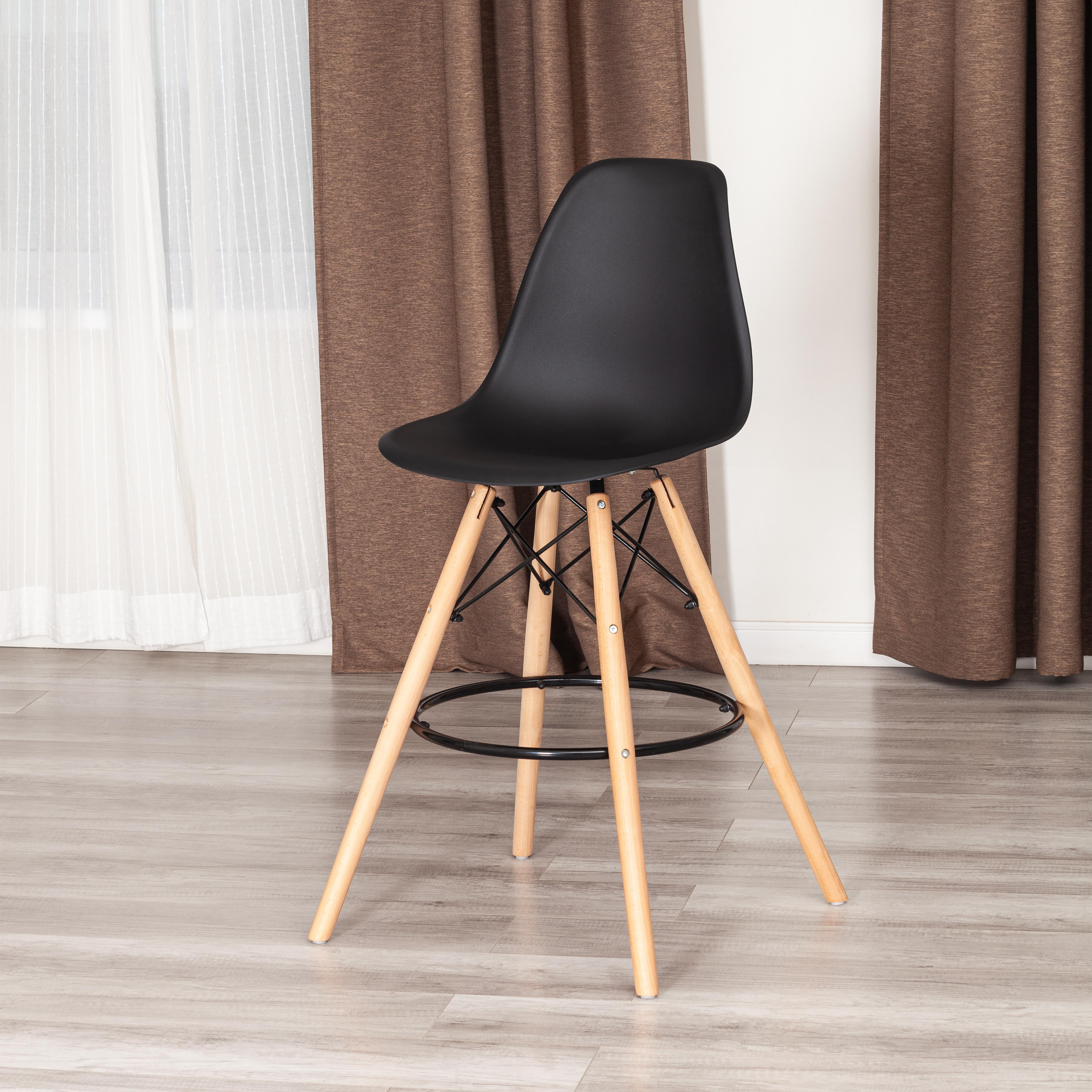 Стул барный Cindy Bar Chair (mod. 80-1) дерево бук/металл/пластик, 50 х 51 х 109 см, Black (Черный) 3010/ натуральный