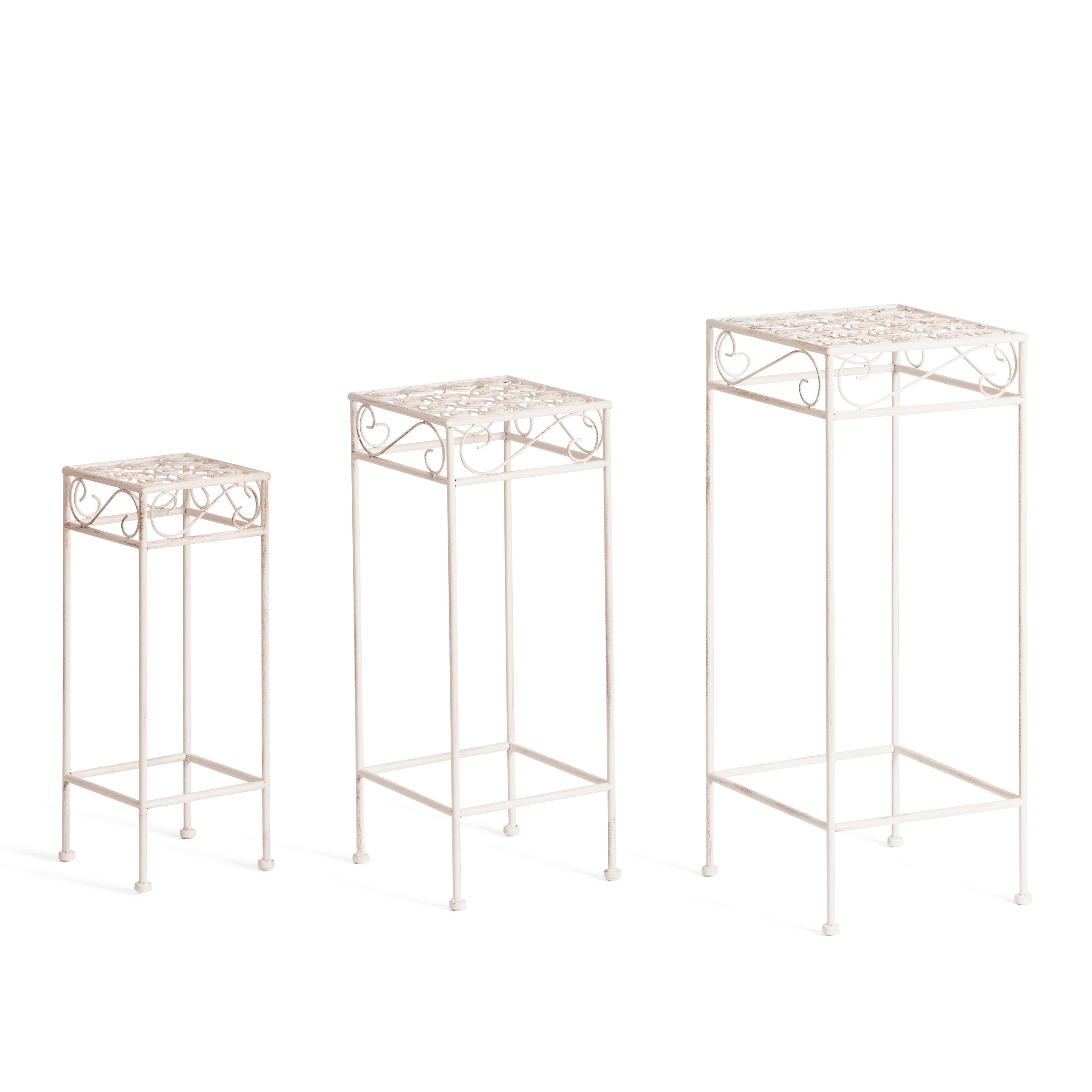 Столики Secret de Maison BEAUTY набор из 3-х штук ( mod. PL08-9993 ) металл, 30х70см/25х60см/20х50см, antique white
