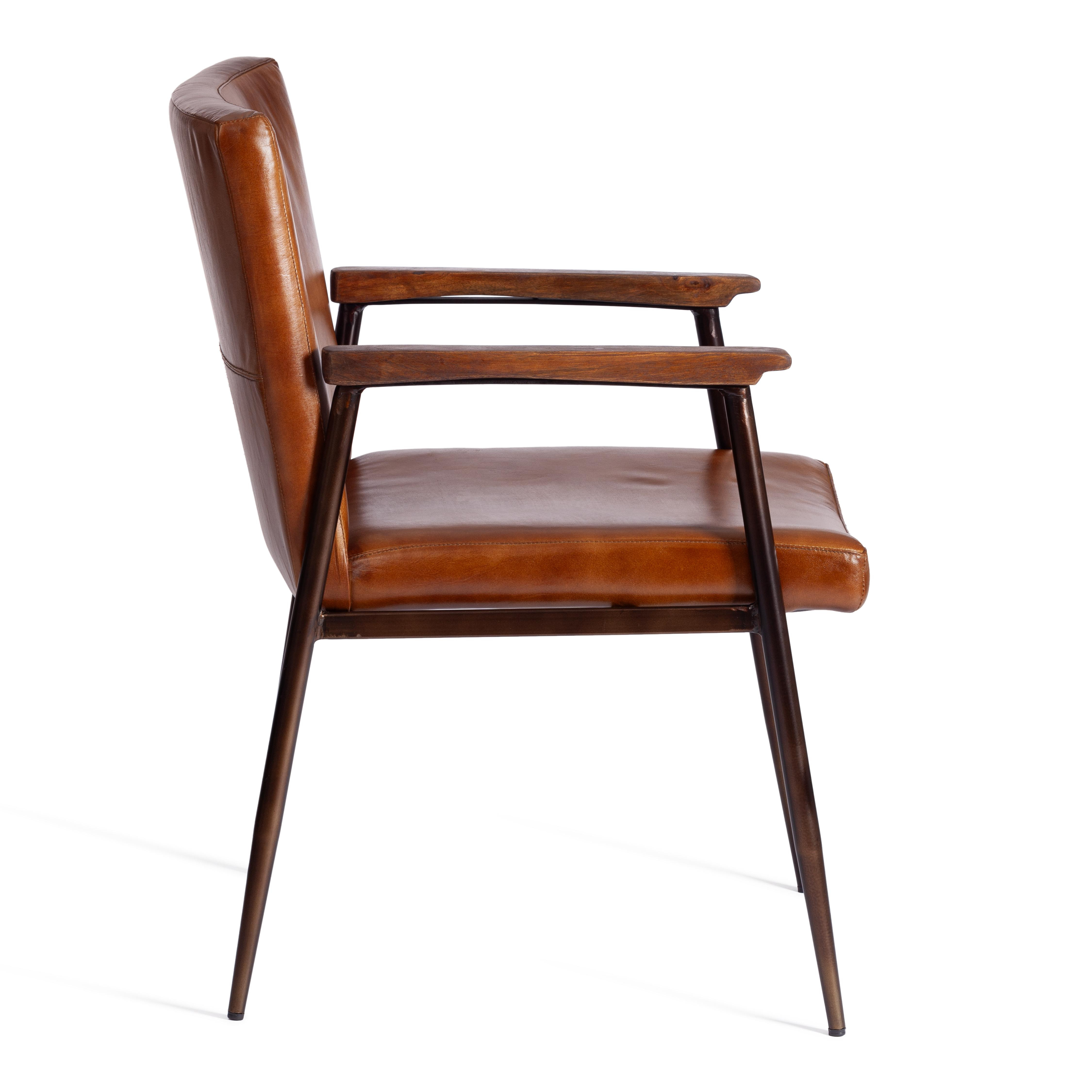 Кресло Secret De Maison LINES (mod. 2865) металл, кожа буйвола, 62 x 67 x 85 см (65 x 70 x 67 см), Античный светлый