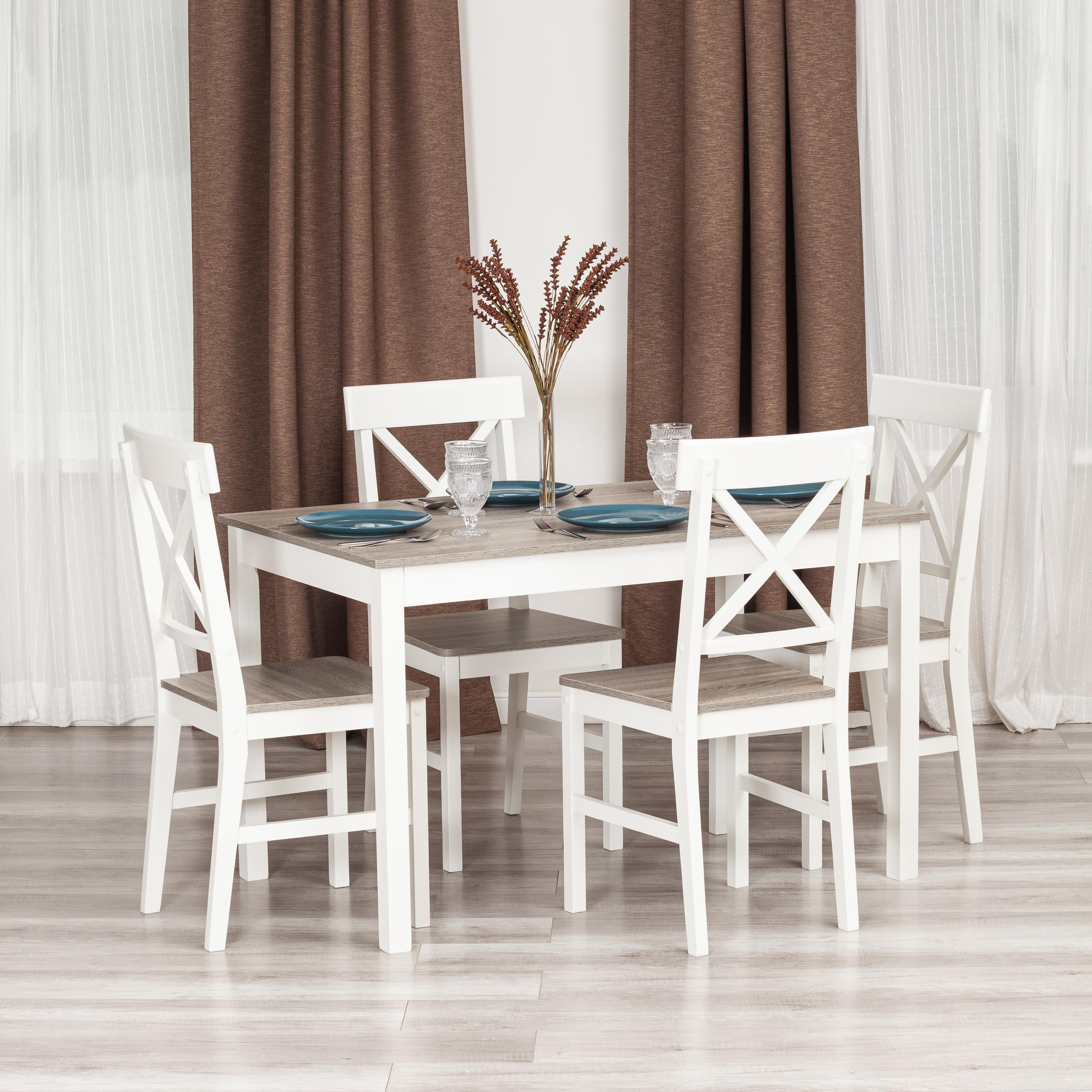 Обеденный комплект Хадсон (стол + 4 стула)/ Hudson Dining Set (mod.0104) МДФ/тополь/меламин, стол: 118х74х73 см, стул: 42,5x46,5x93,5 см, white (белый) / grey (серый)