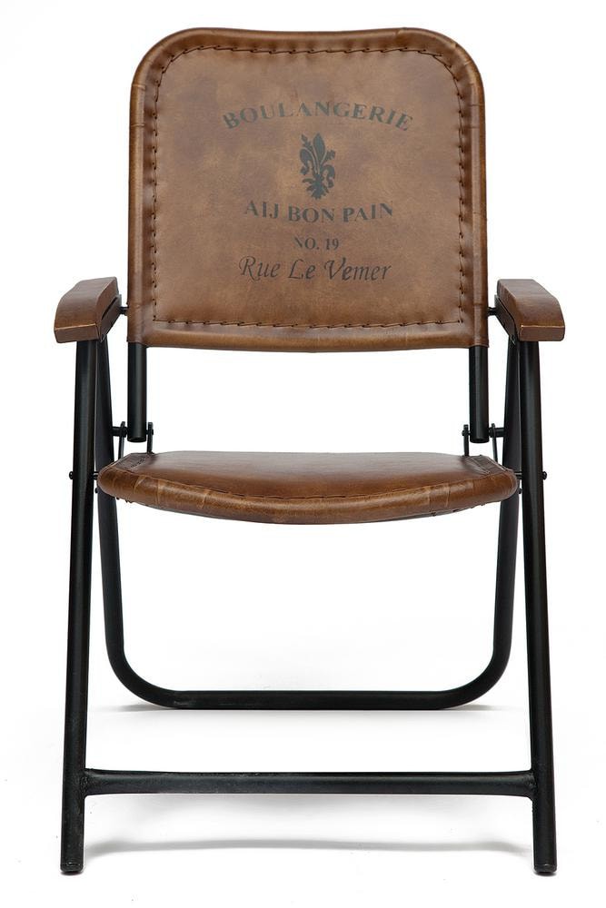 Кресло складное  Secret De Maison TAKOMA ( mod. 2111 ) металл/кожа буйвола, 57*73*88 см, Античный светлый