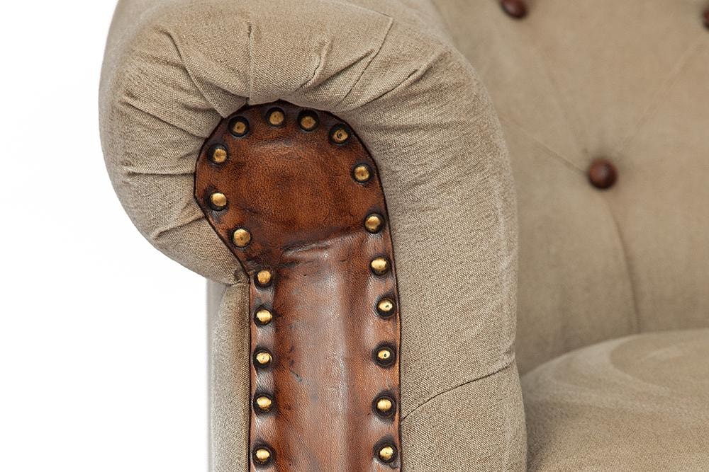 Кресло Secret De Maison CHELSEY ( mod. M-6696 ) кожа буйвола / ткань, 70х91х82см, коричневый, ткань: винтаж